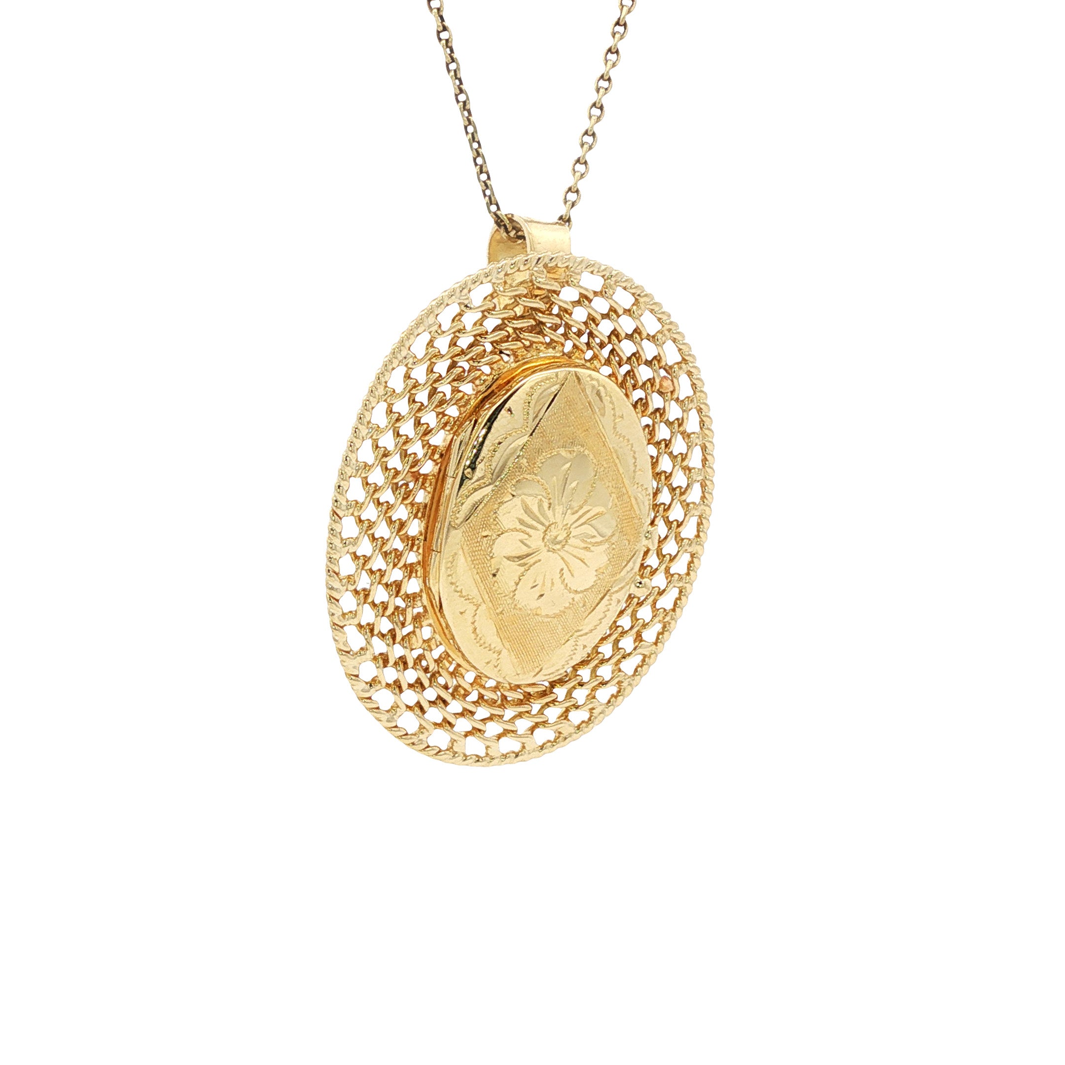 14 kt gold medallion pendant with engraving