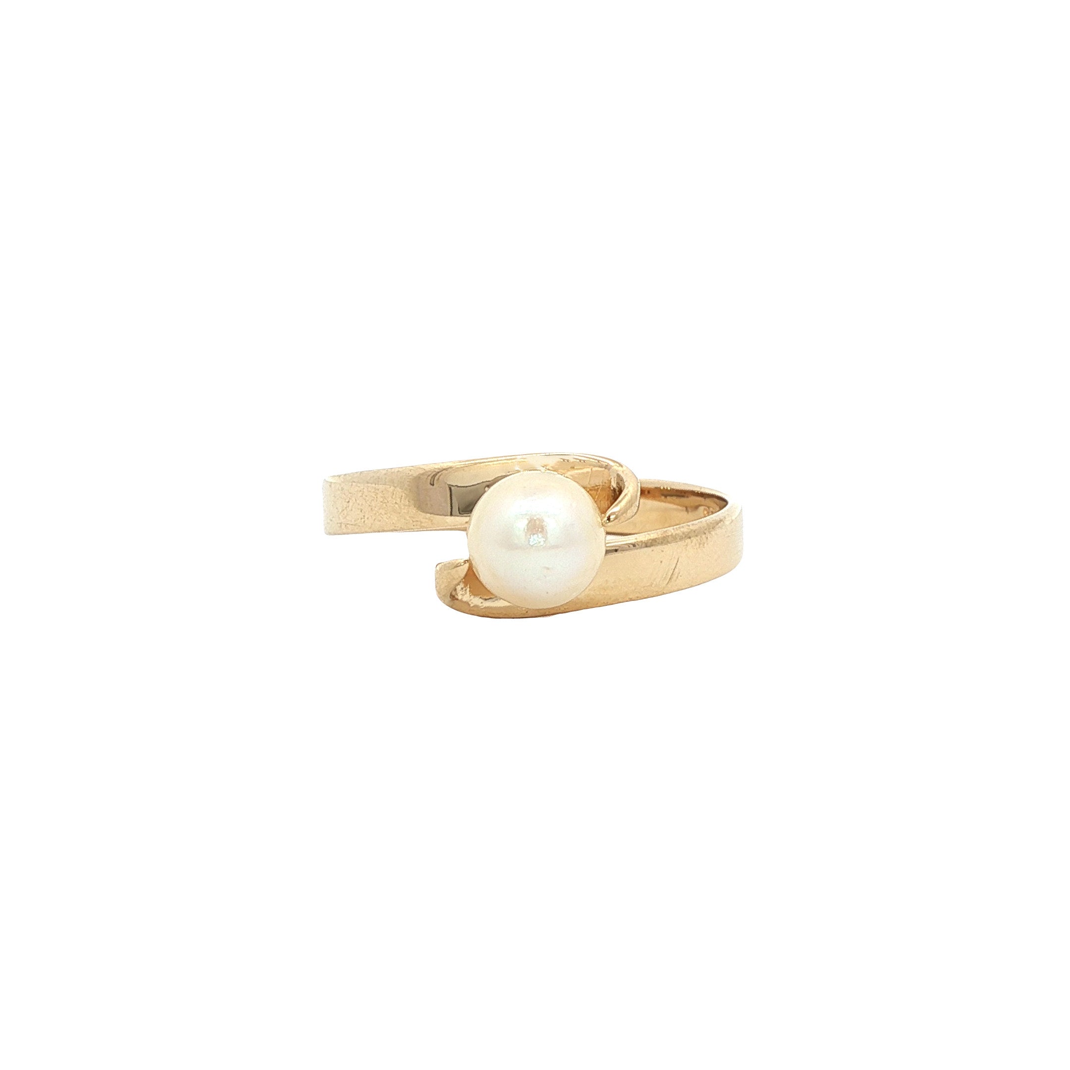 Gouden vintage ring met parel 14 kt