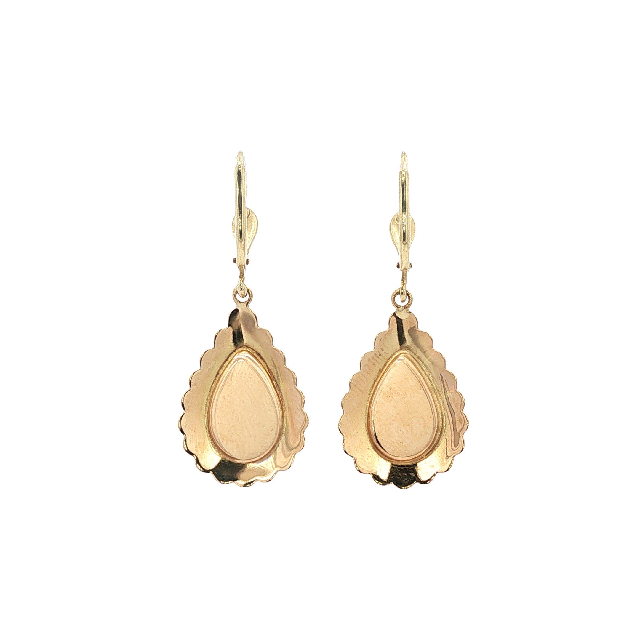Vintage 14 kt gold drop earrings with garnet