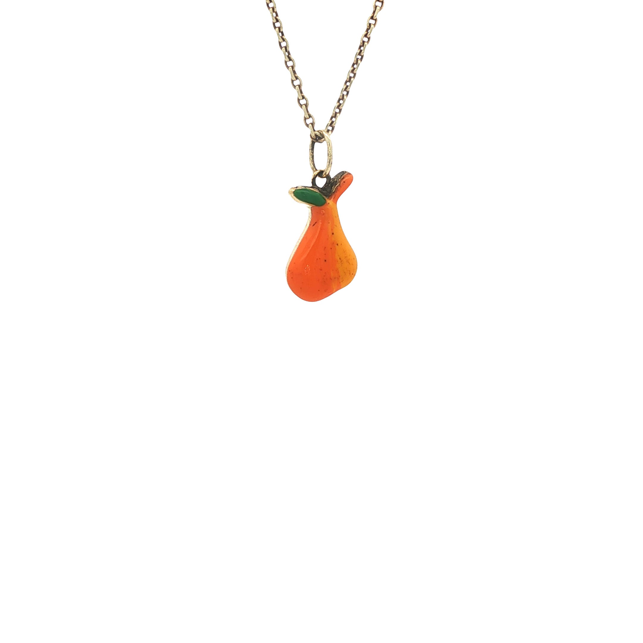 Gold pear pendant with enamel 14 kt