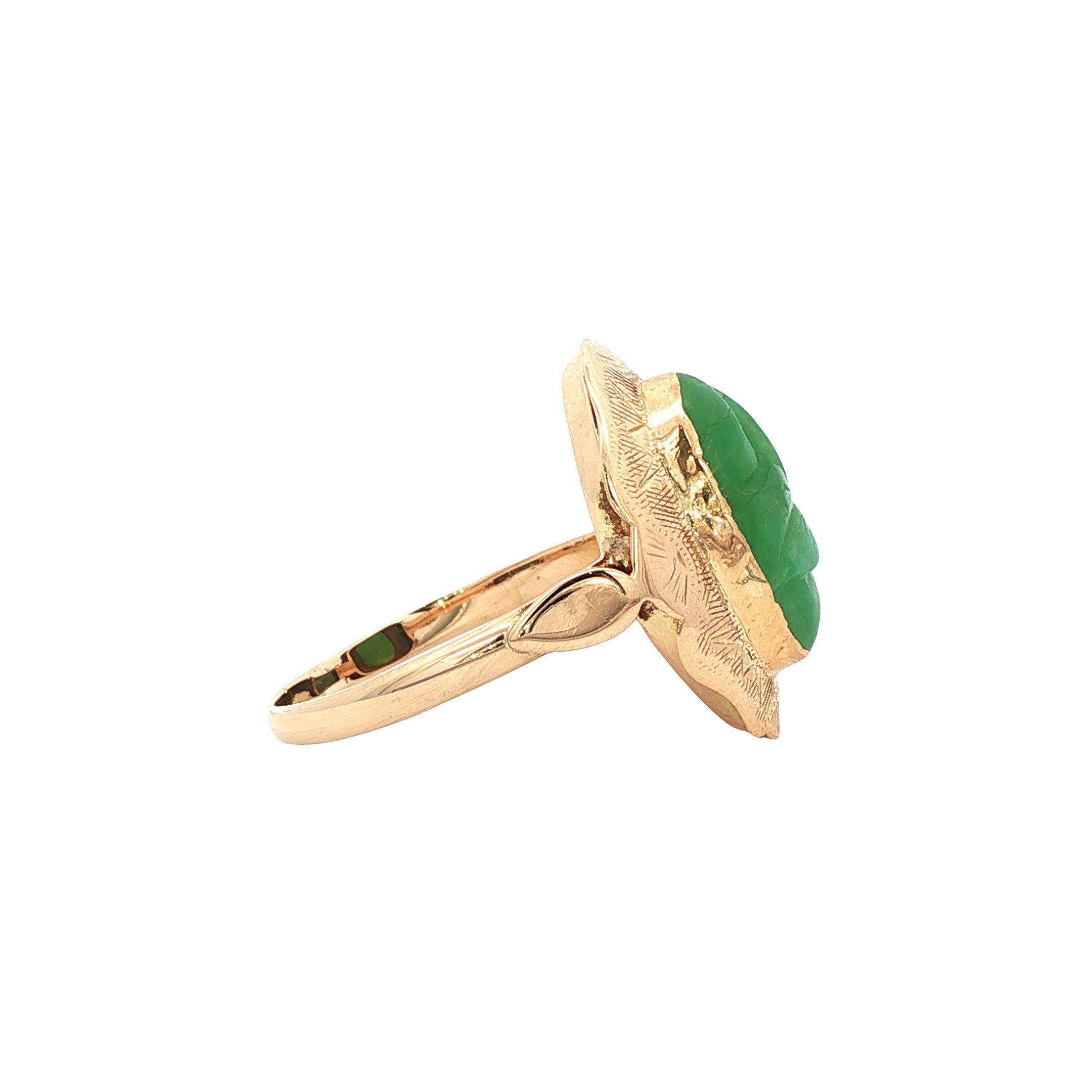 Gouden ring met jade 14 kt