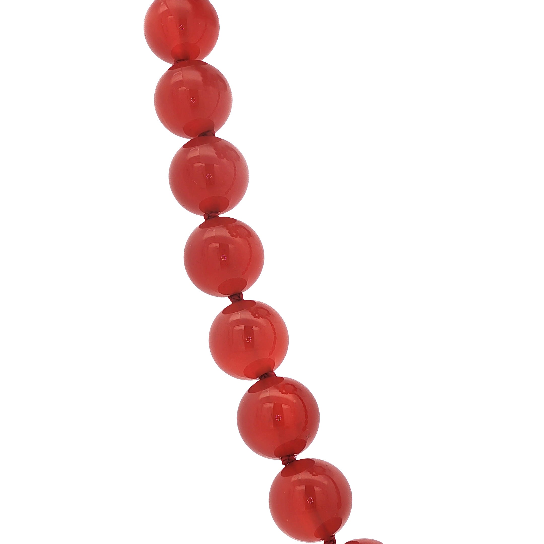 Carnelian necklace with 14-kt gold clasp set with a diamond