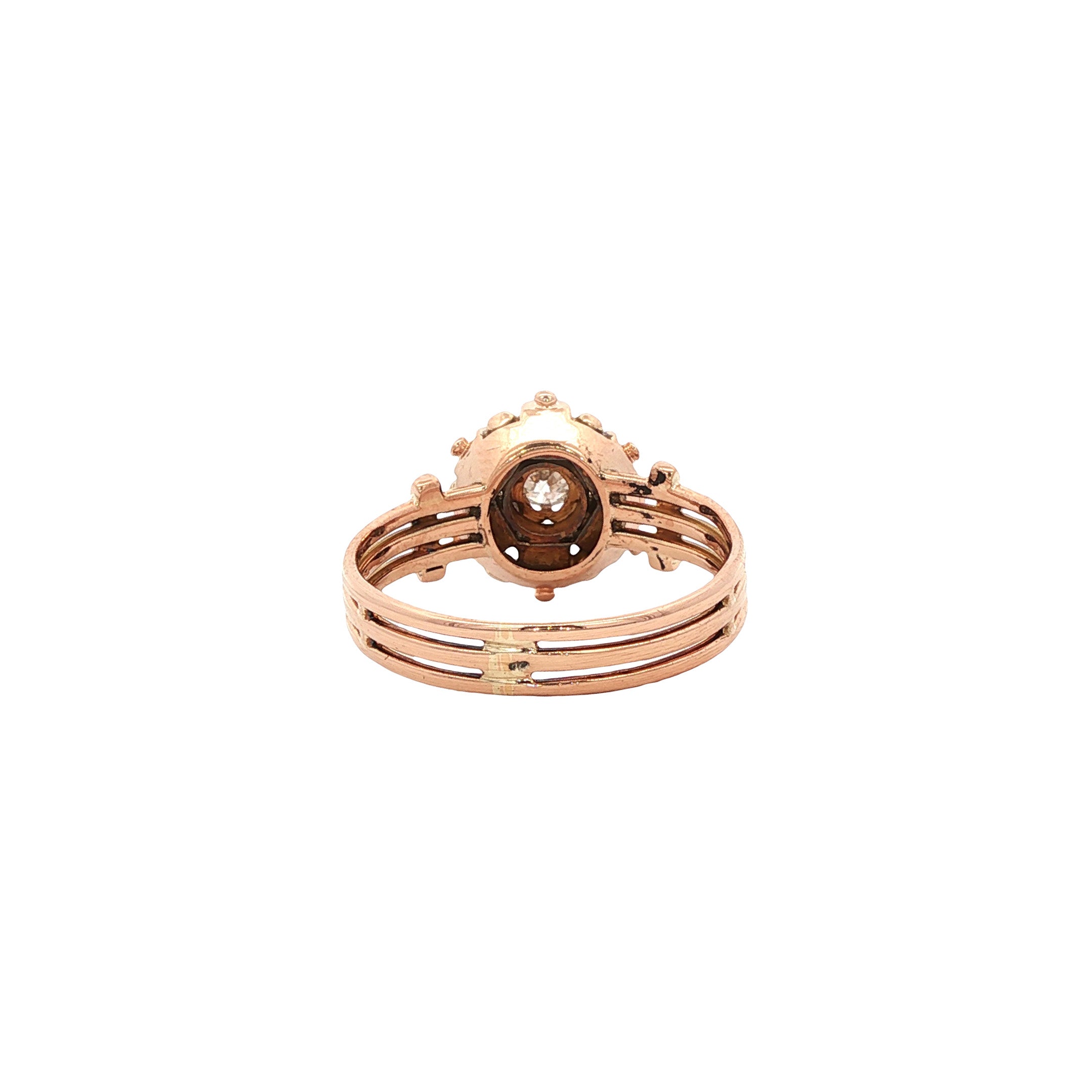 Roségouden ring met turkoois en diamant 14 kt