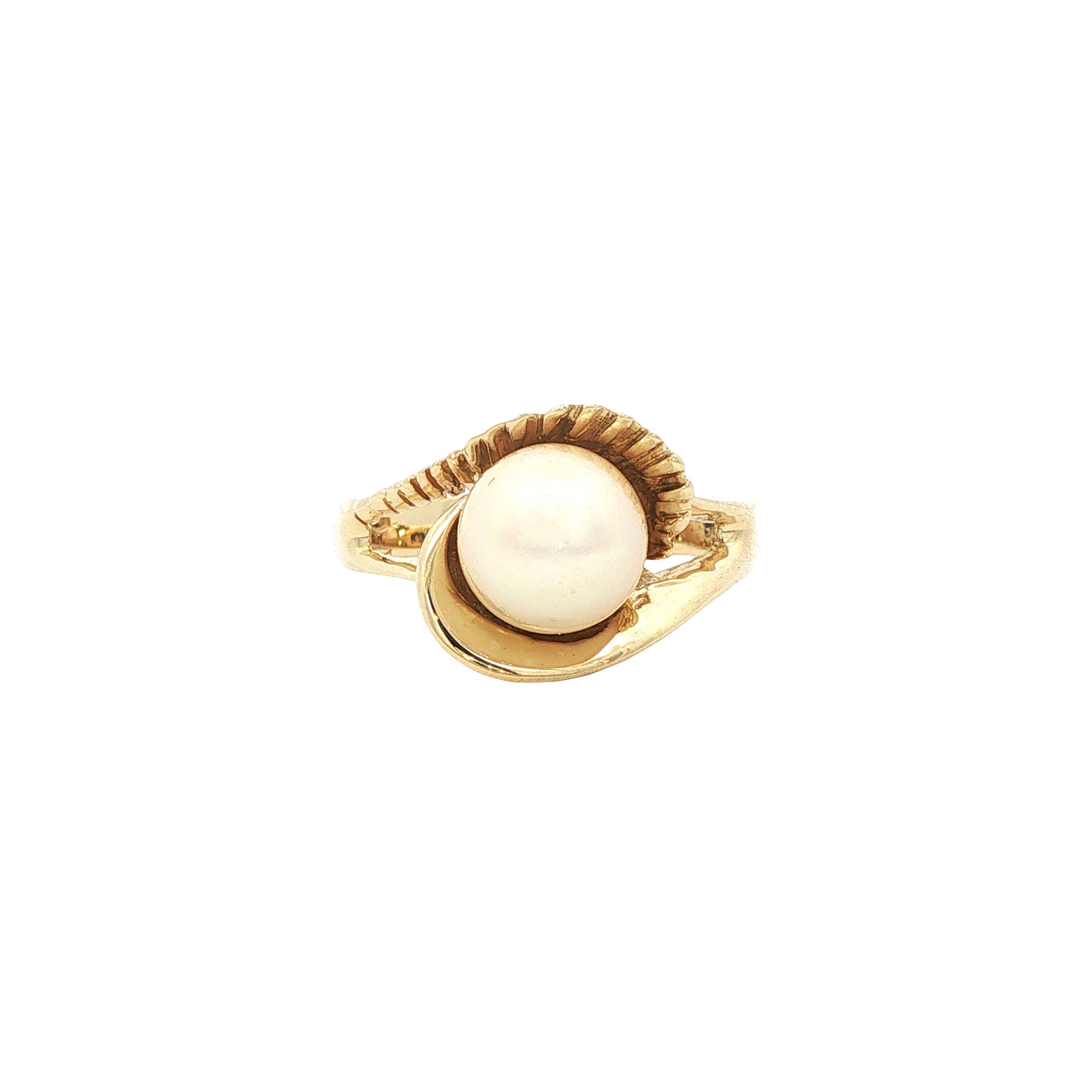Gouden vintage ring met parel 14 kt