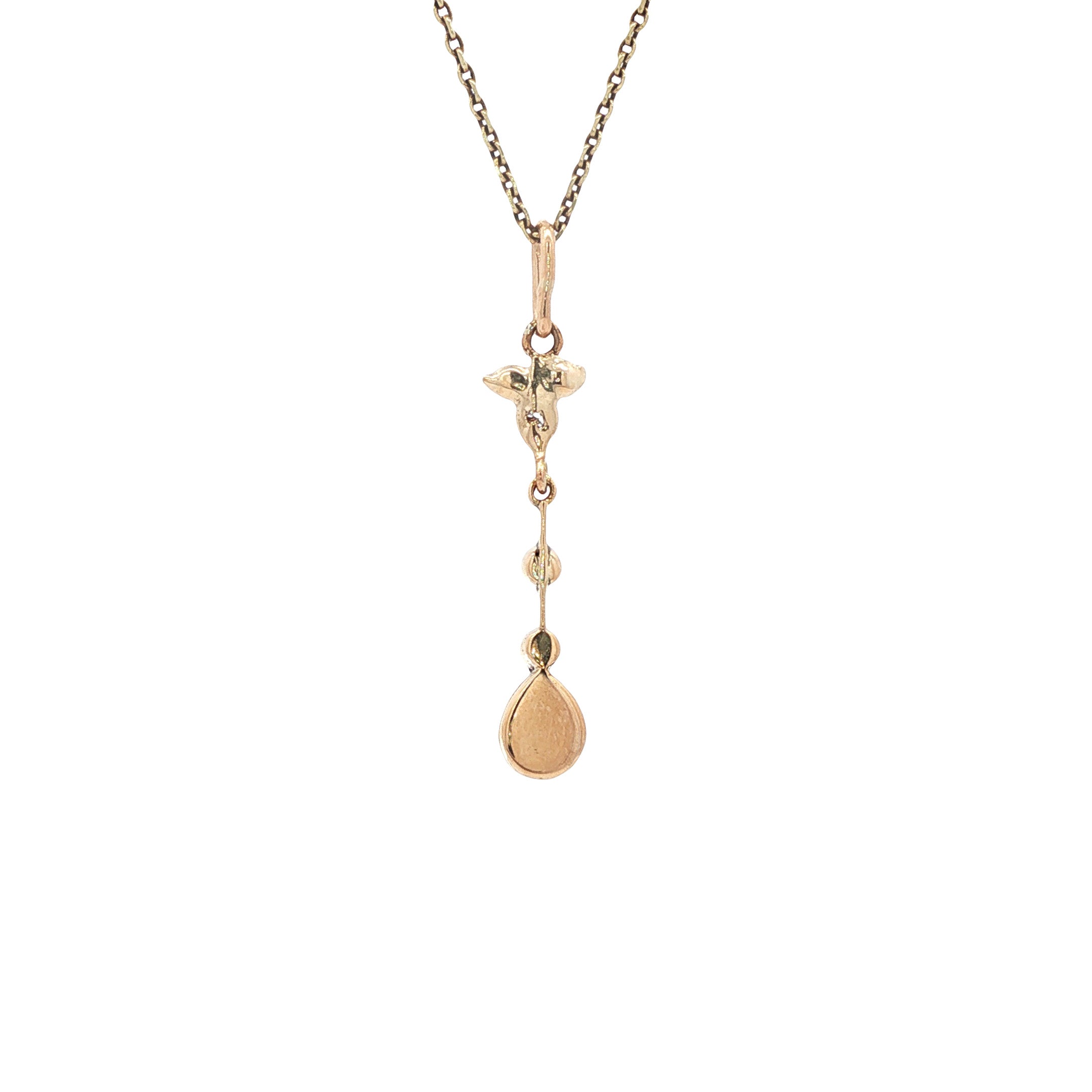 Rose gold pendant with rose-cut diamond, 12 kt