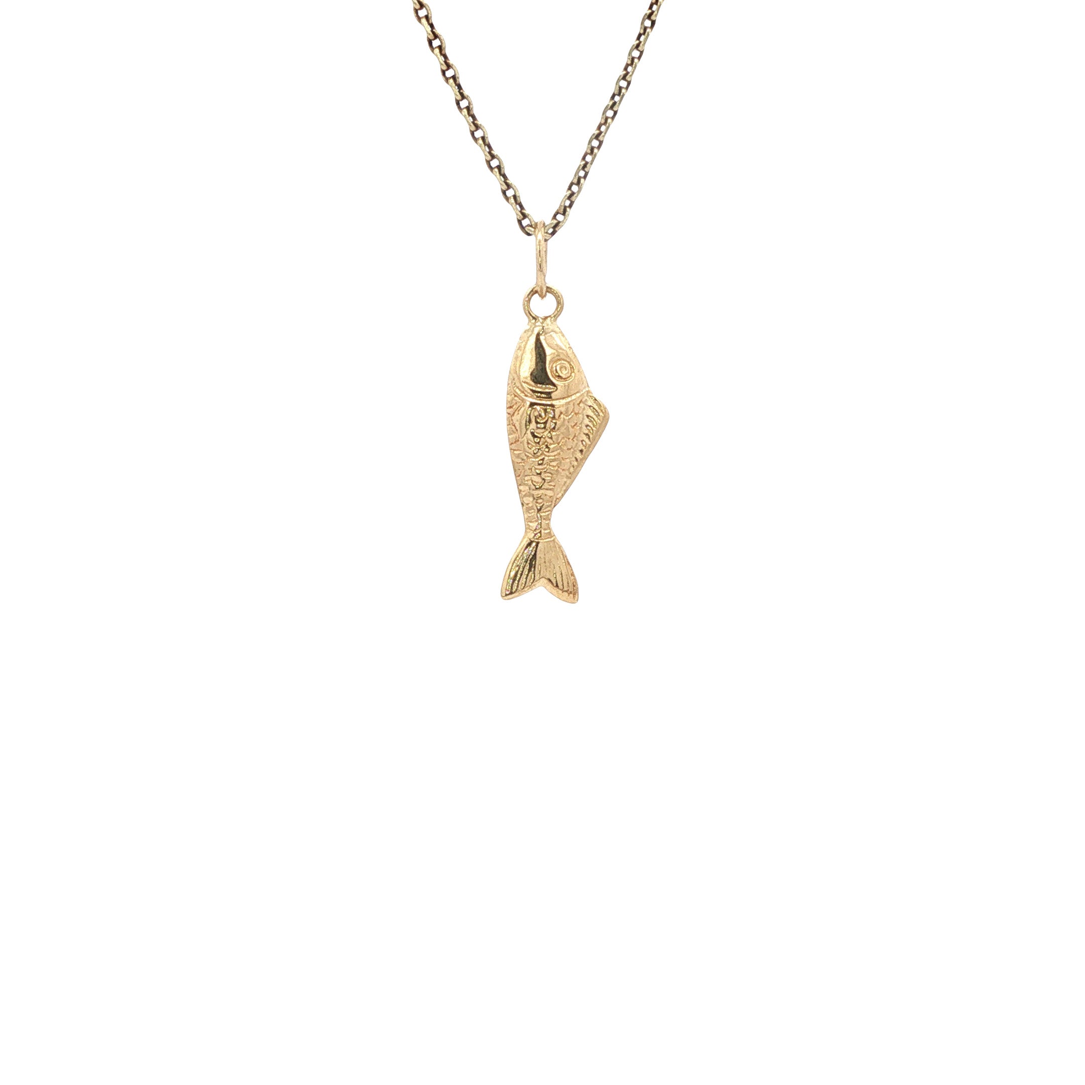 Golden vintage fish pendant 14 kt