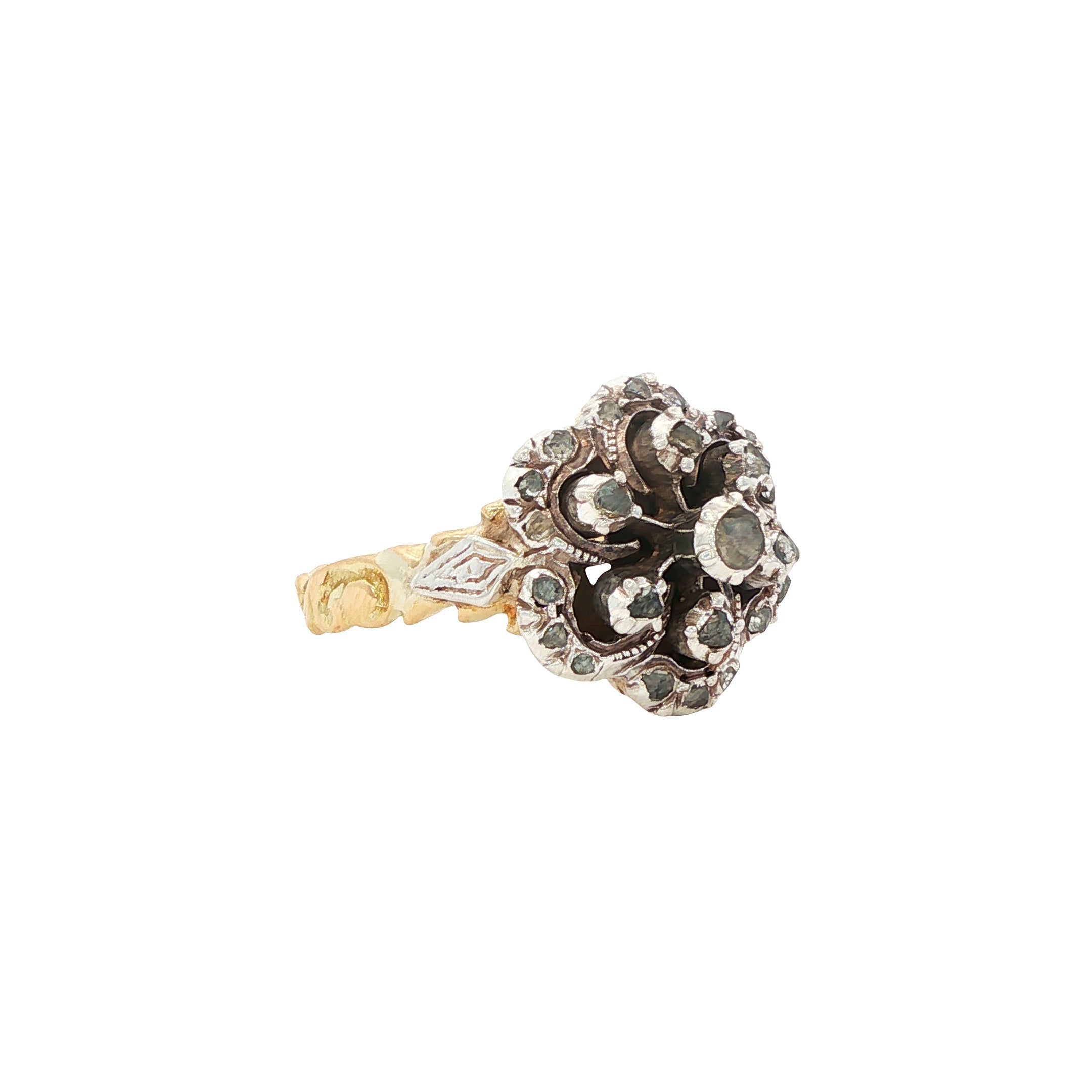 Gouden vintage ring met roosdiamant 14 kt/925