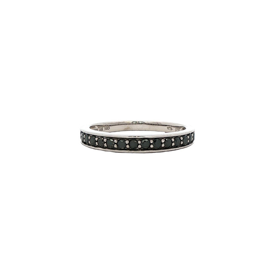 Vintage 14 kt white gold alliance ring with diamond