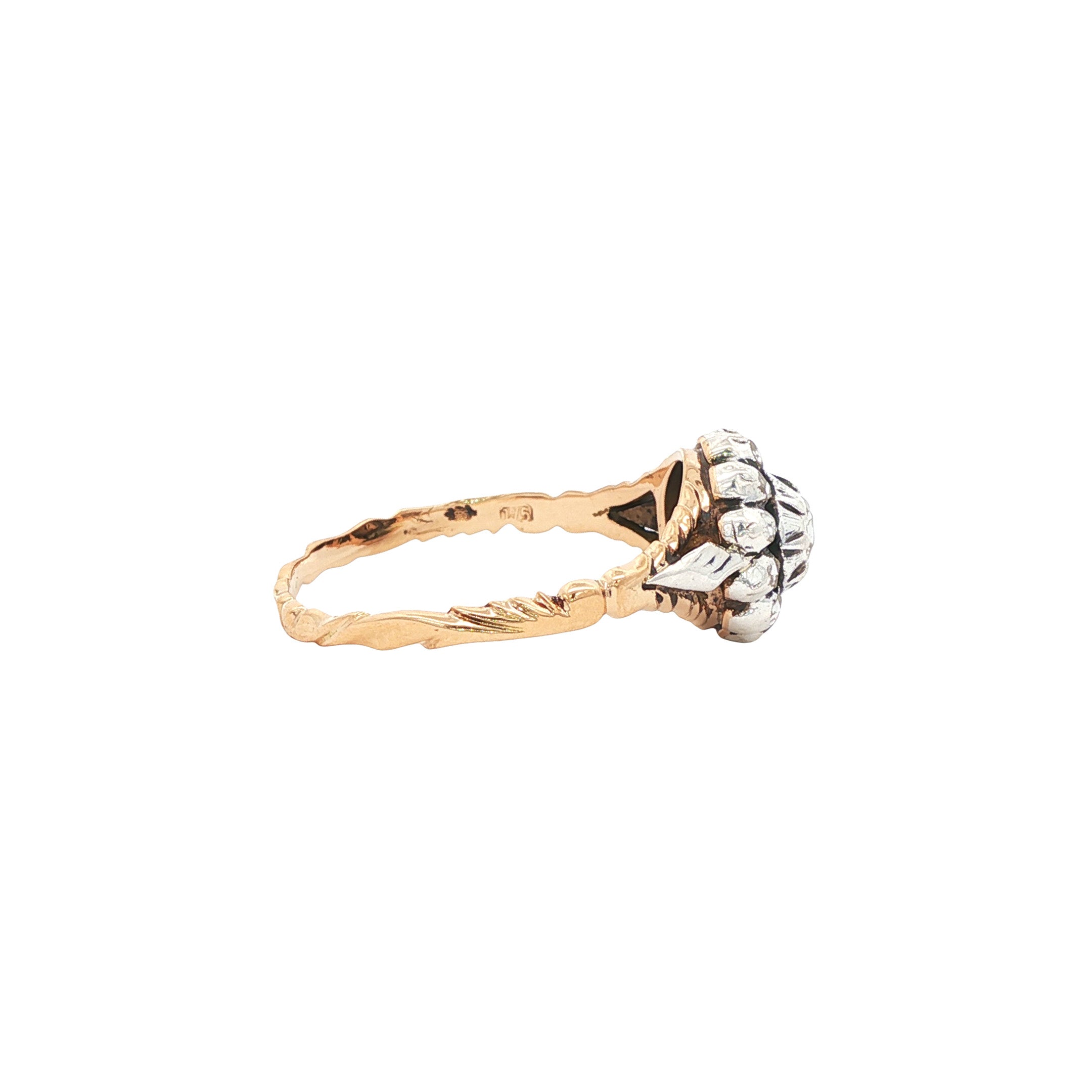 Gouden vintage ring met roosdiamant 14 kt/925