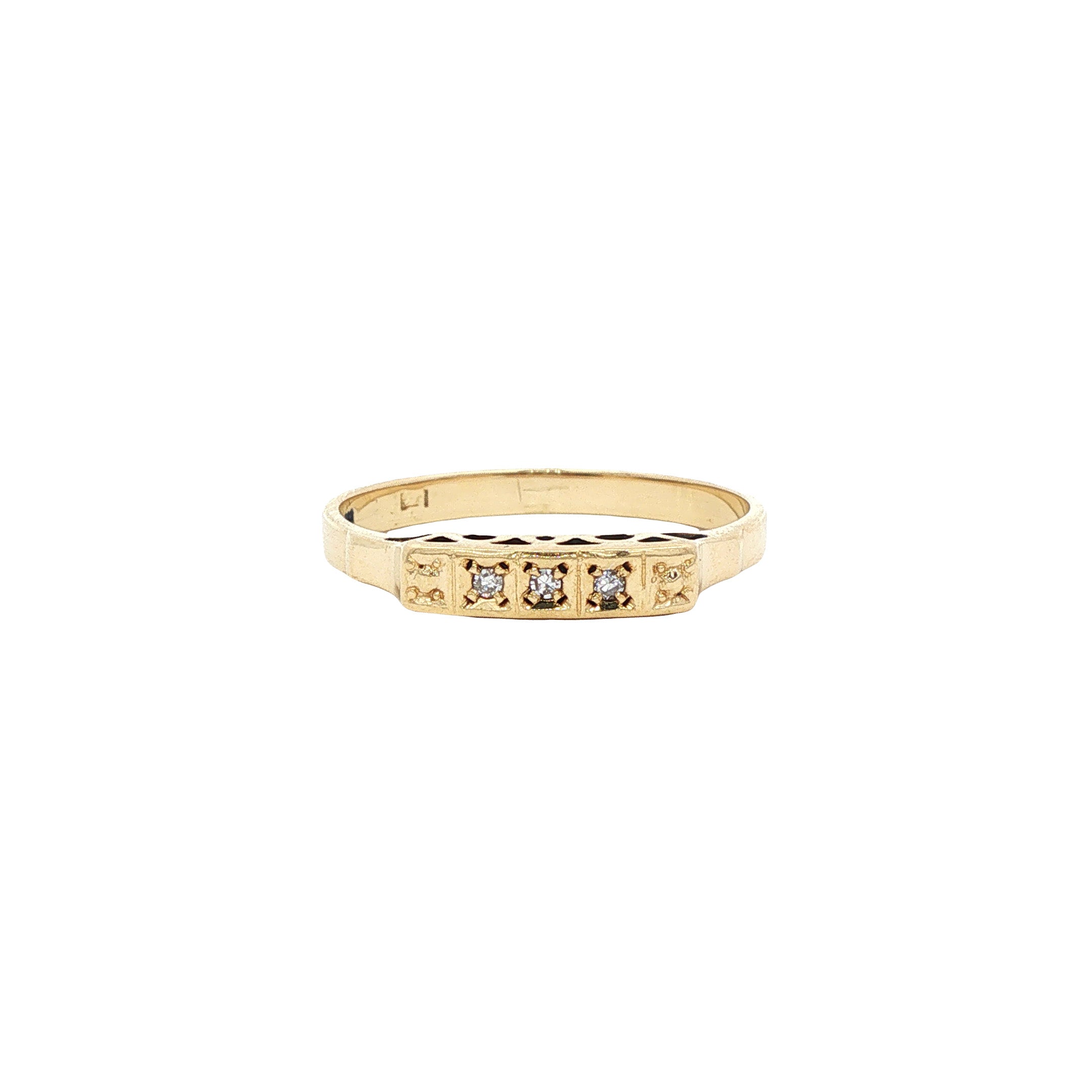 Gouden vintage ring met diamant 14 kt