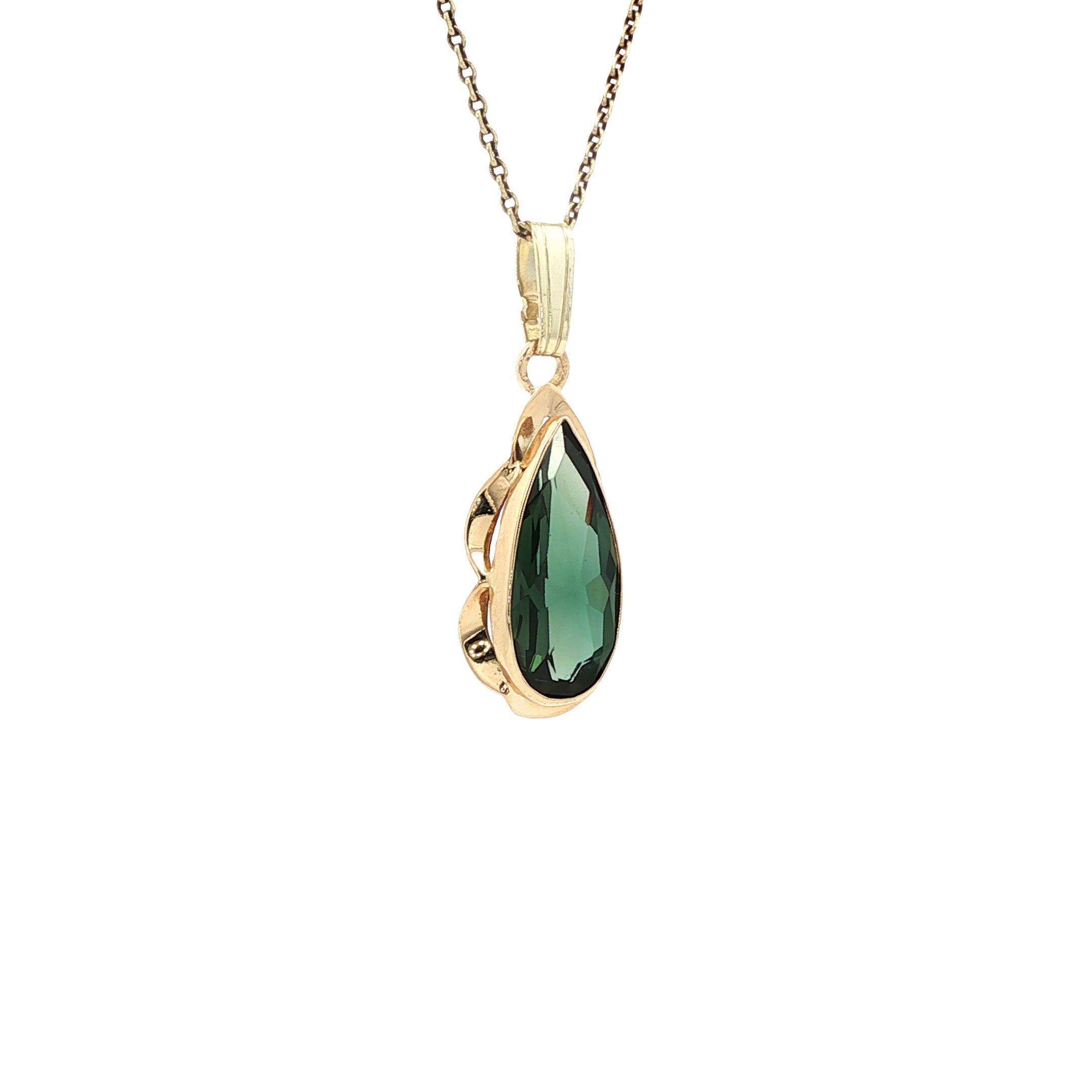 Gouden vintage hanger met spinel 14 kt
