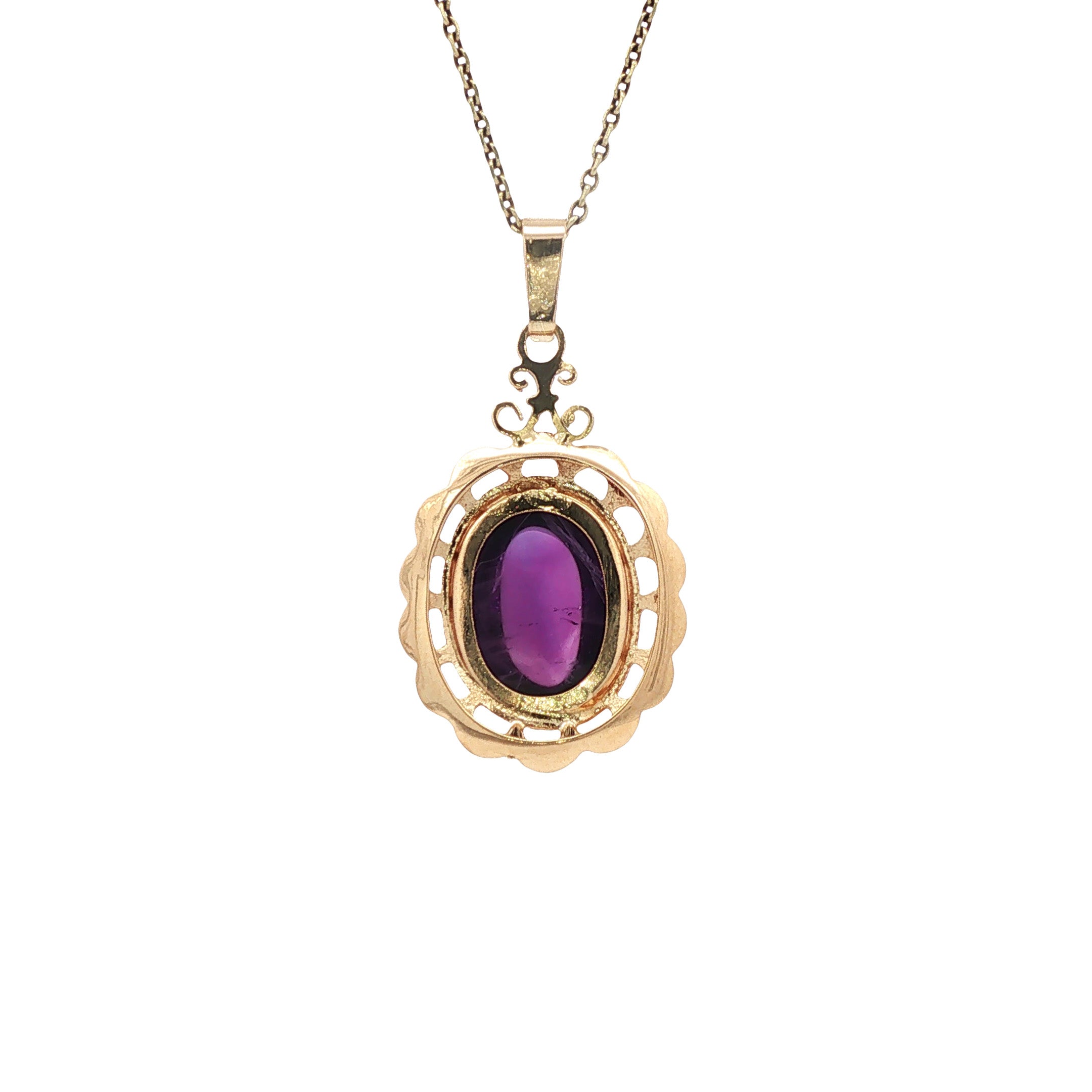 Vintage gold pendant with amethyst, 14 kt
