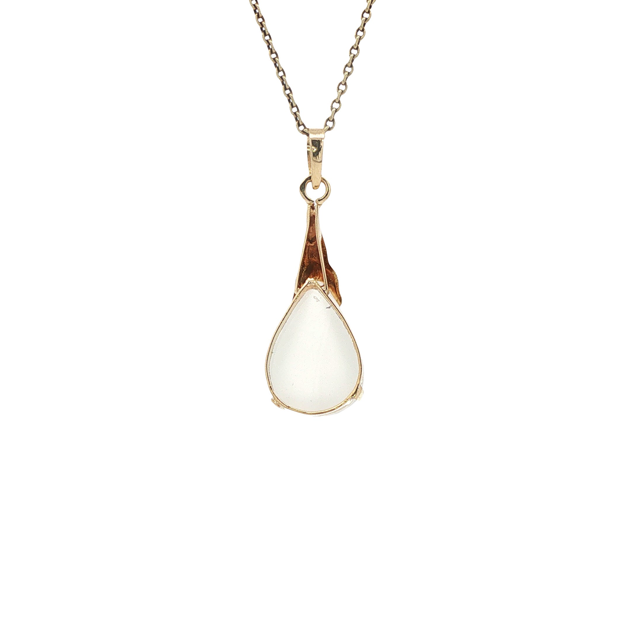 Gouden vintage hanger met maansteen 14 kt