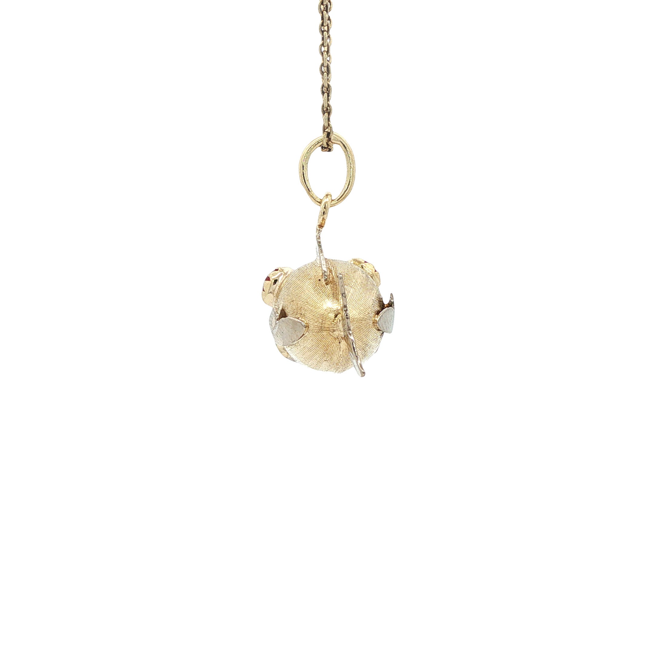 Gouden vintage vis hanger met kleursteen 14 kt