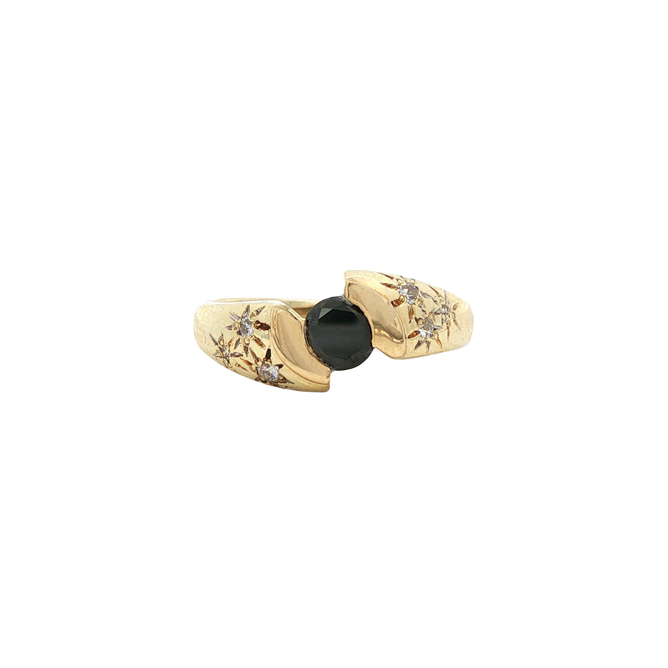 Gouden vintage ring met diamant 14 kt