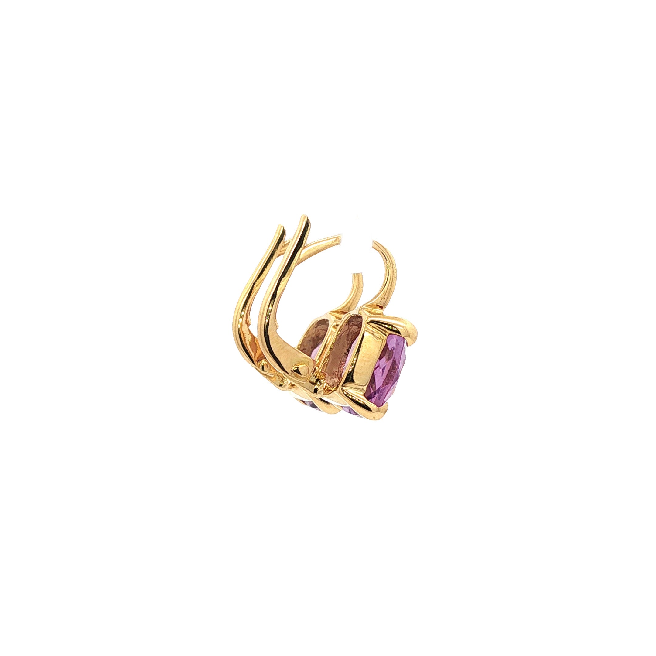 Gouden vintage oorhangers met amethist 18 kt