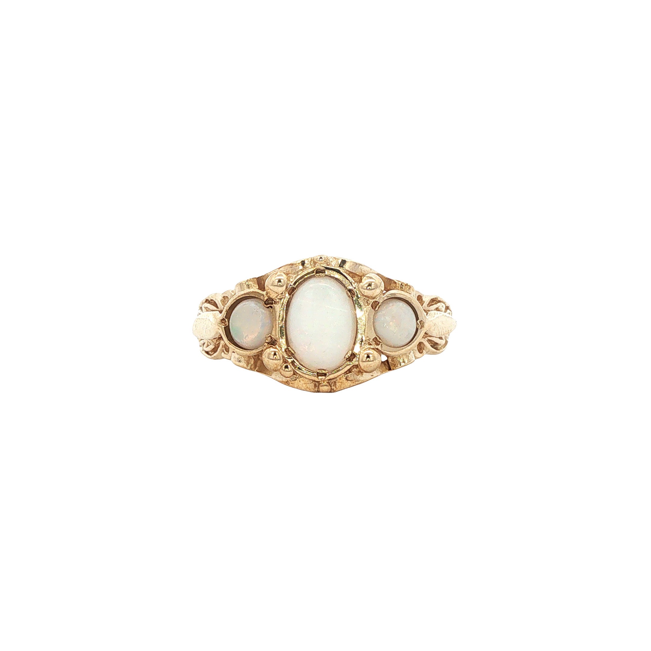 Vintage trilogie ring met opaal 9 kt