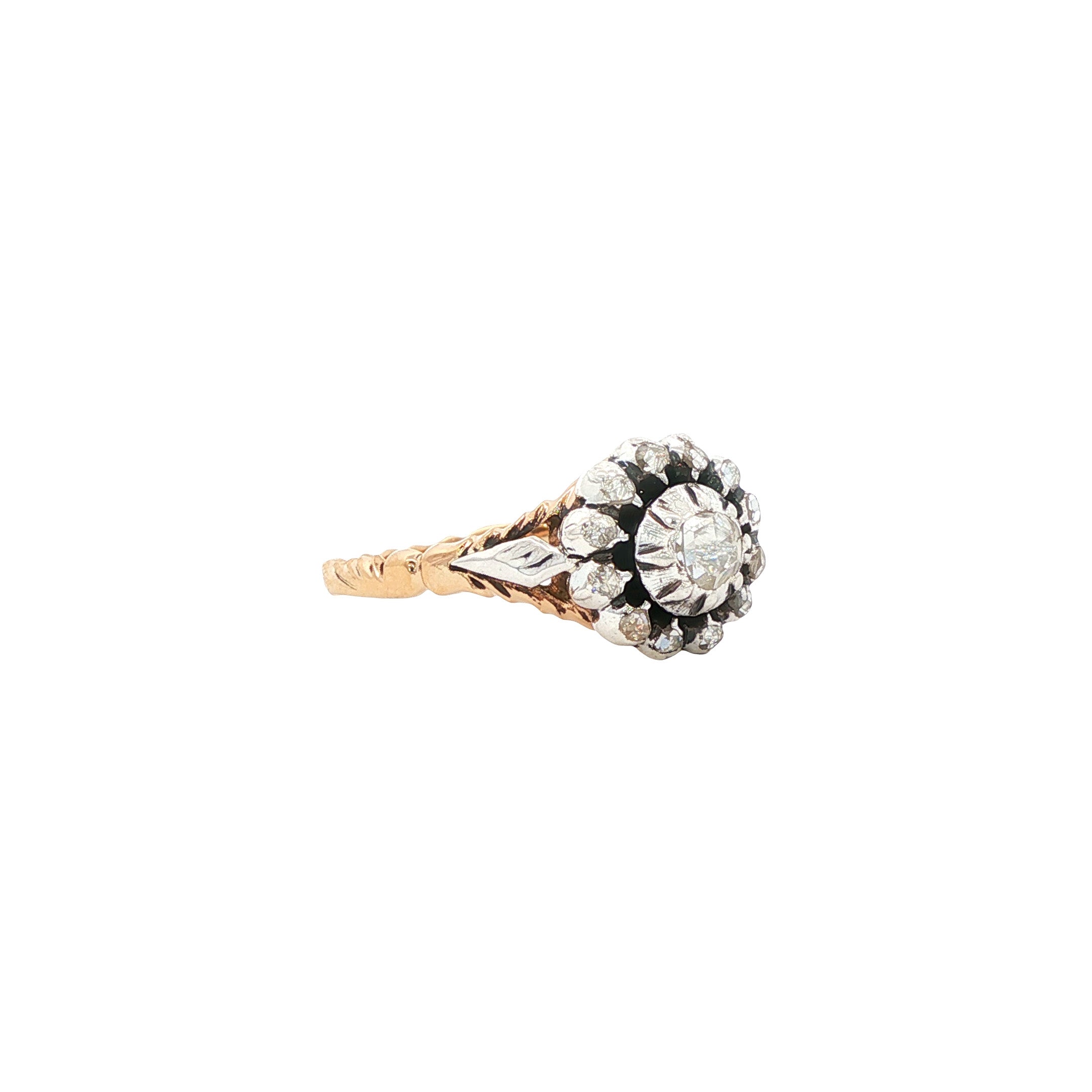 Gouden vintage ring met roosdiamant 14 kt/925