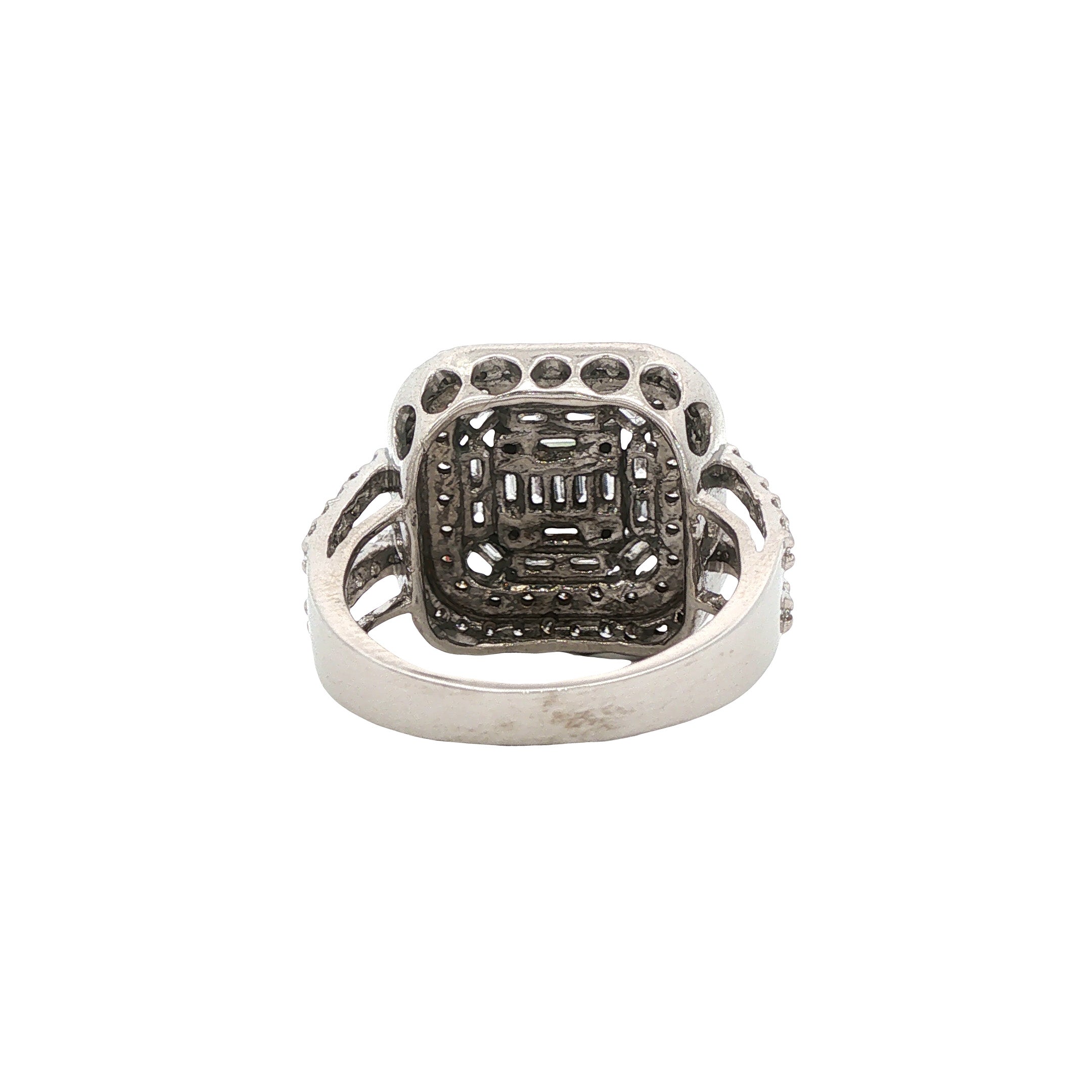 Vintage white gold ring with diamond, 18 kt
