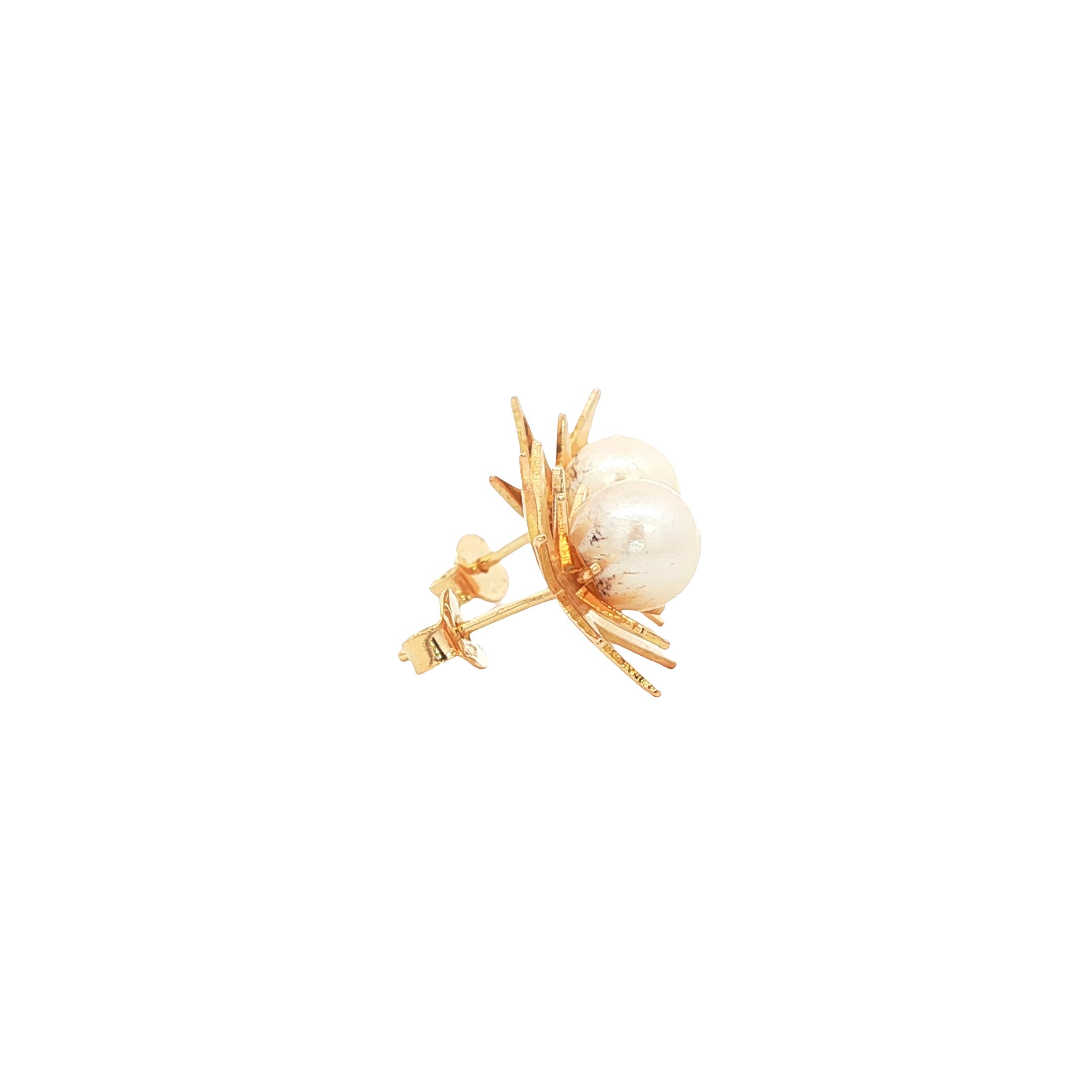 Gouden vintage oorstekers met parel 18 kt