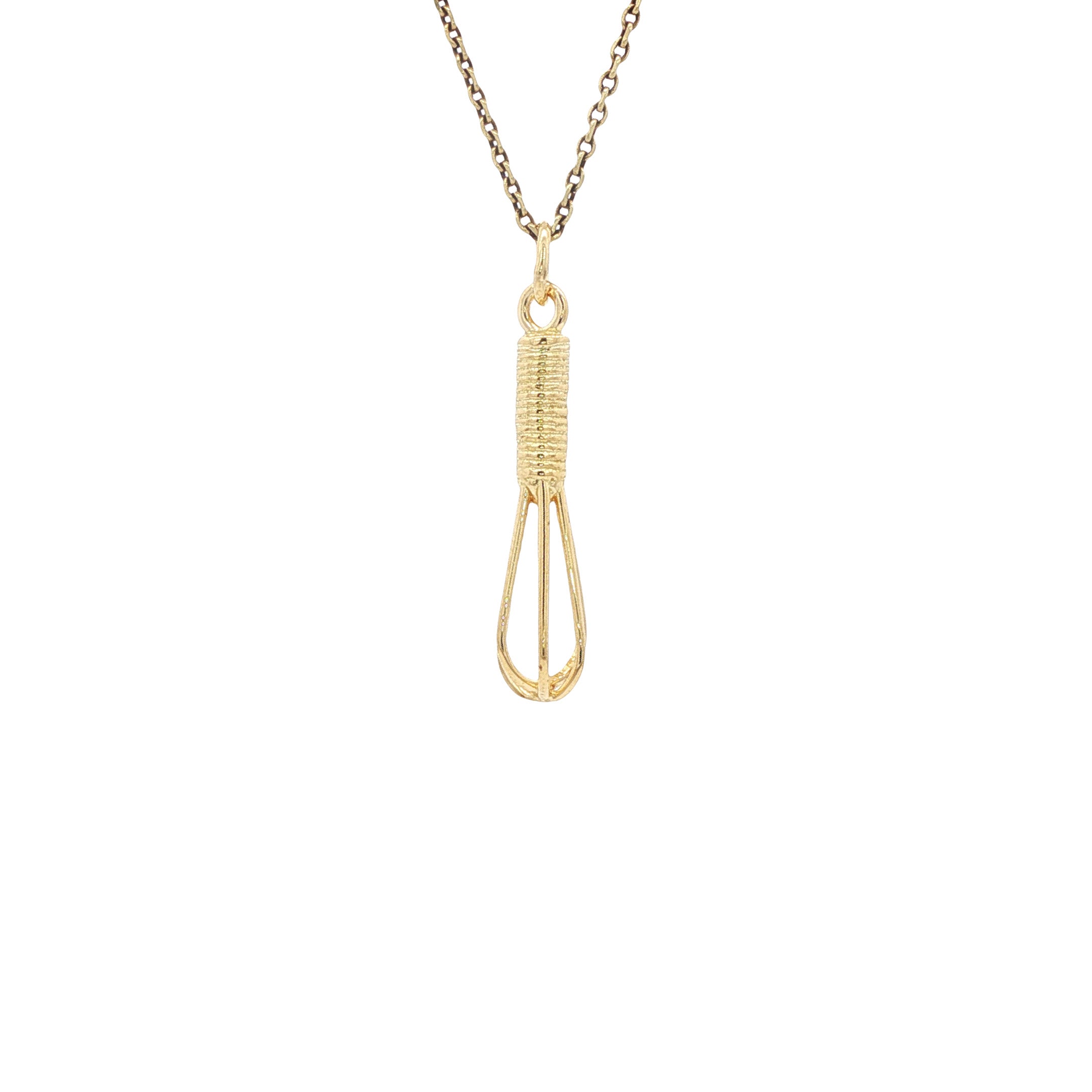 14 kt gold whisk pendant