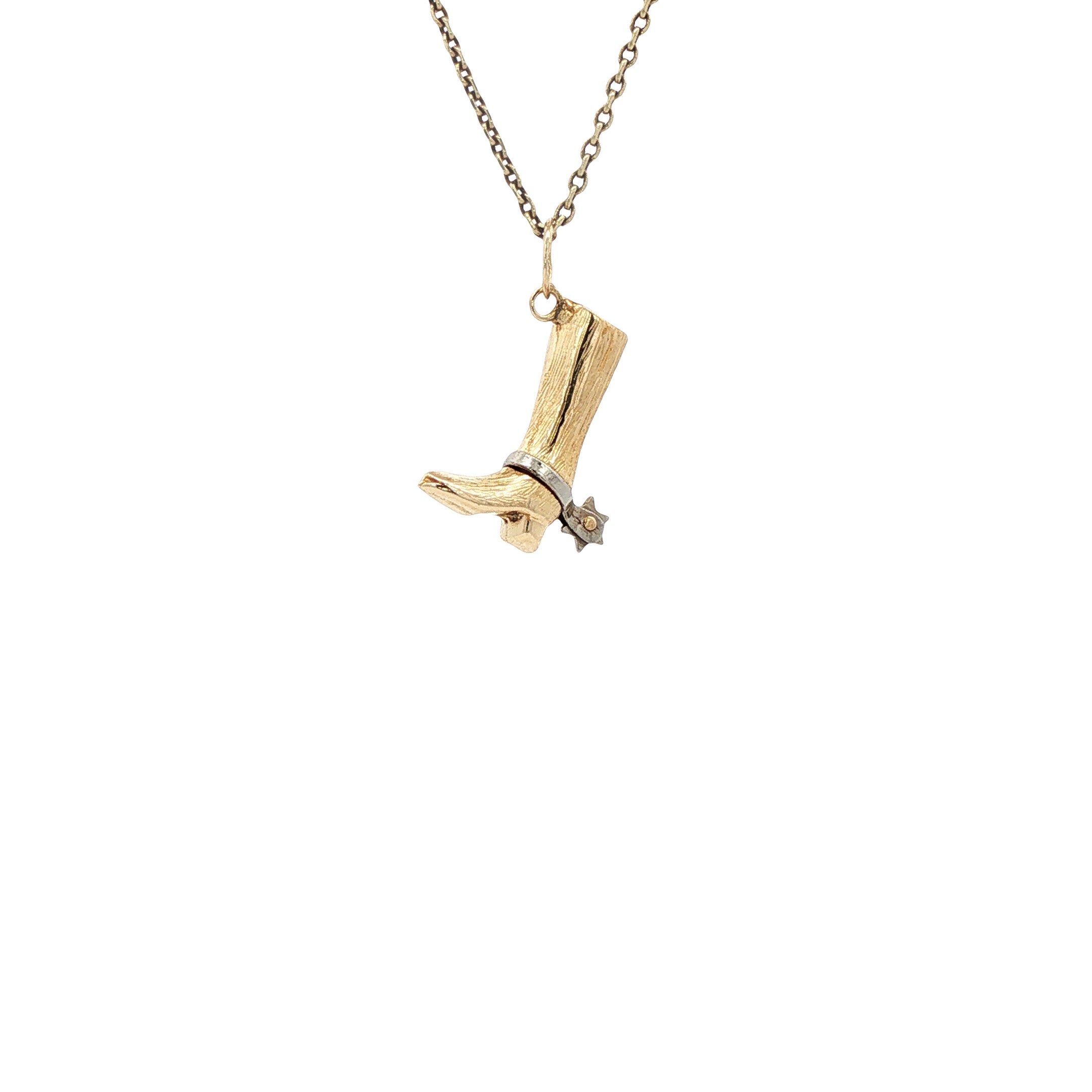 Gouden vintage cowboylaars hanger 14 kt