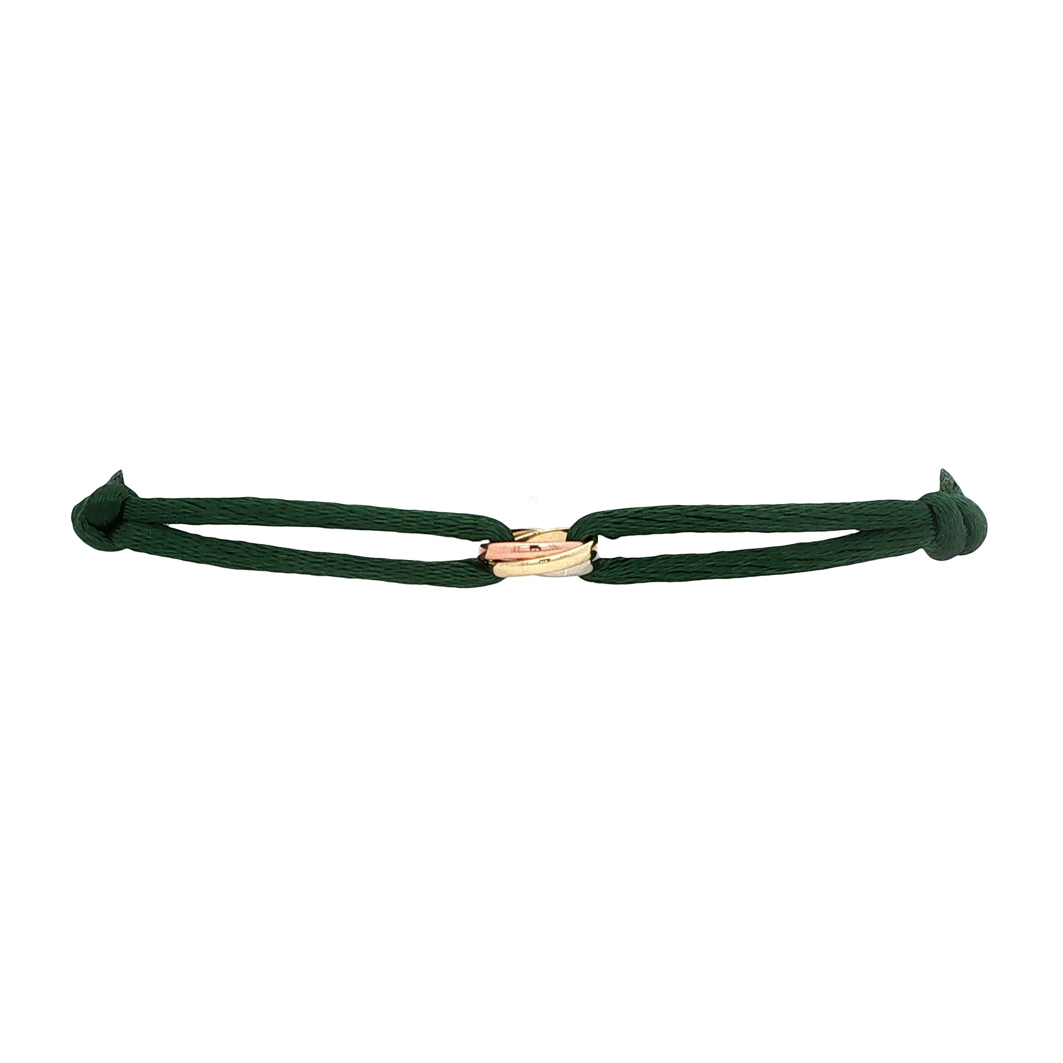 Satin bracelet with 14 kt trinity link
