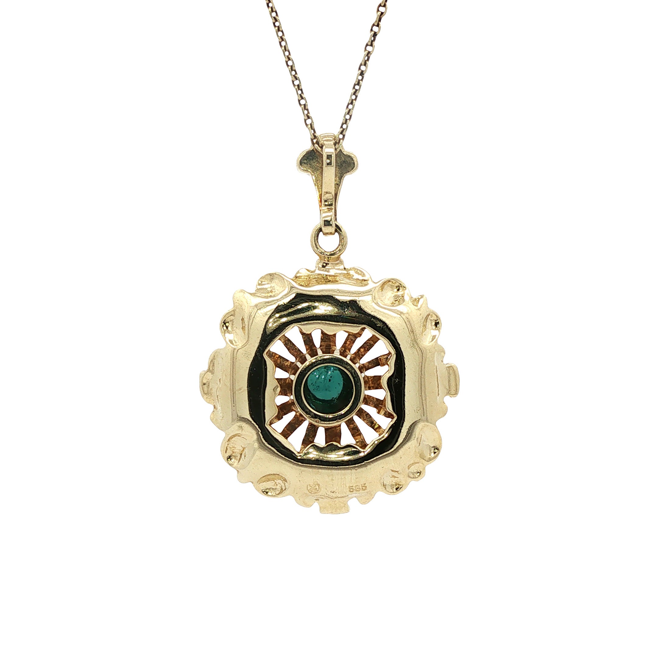 Gouden vintage hanger met toermalijn 14 kt
