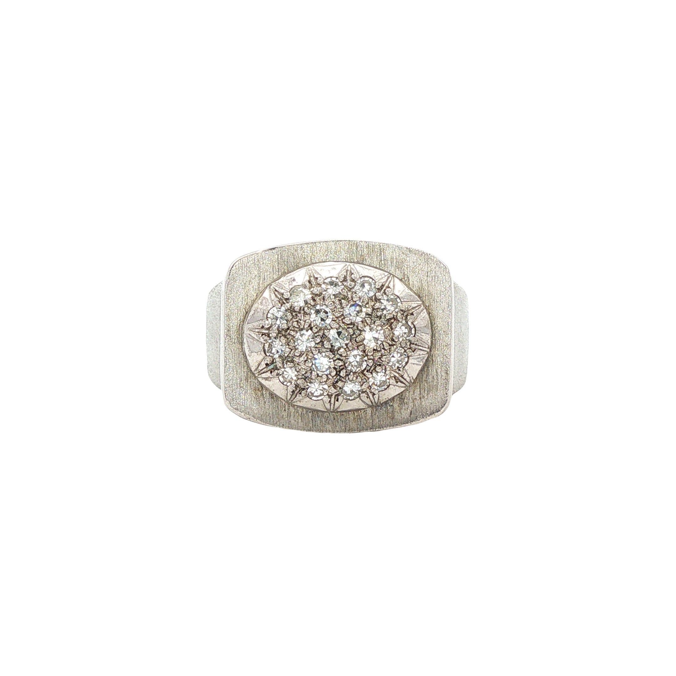 Witgouden vintage ring met diamant 18 kt