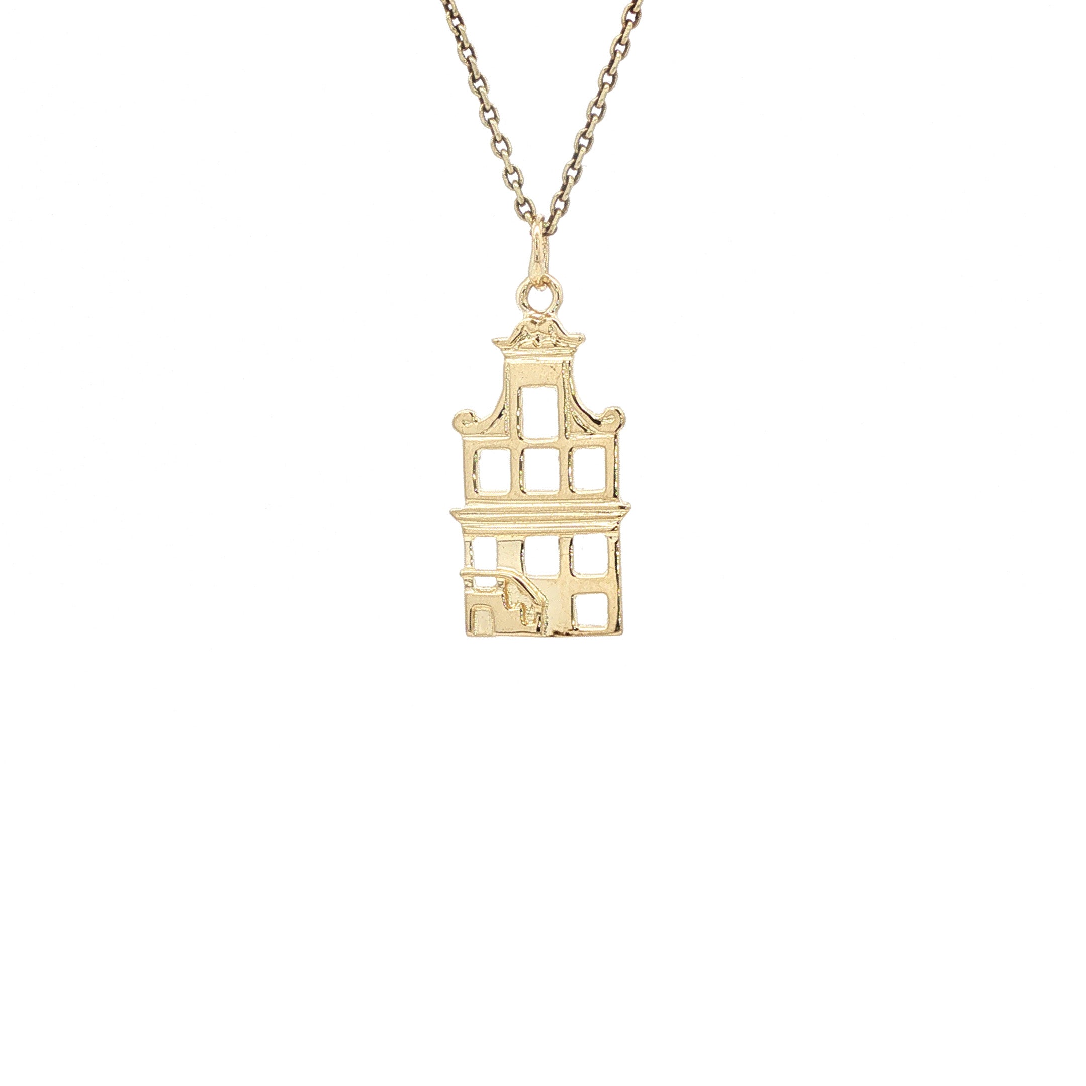 Golden vintage canal house pendant, 14 kt