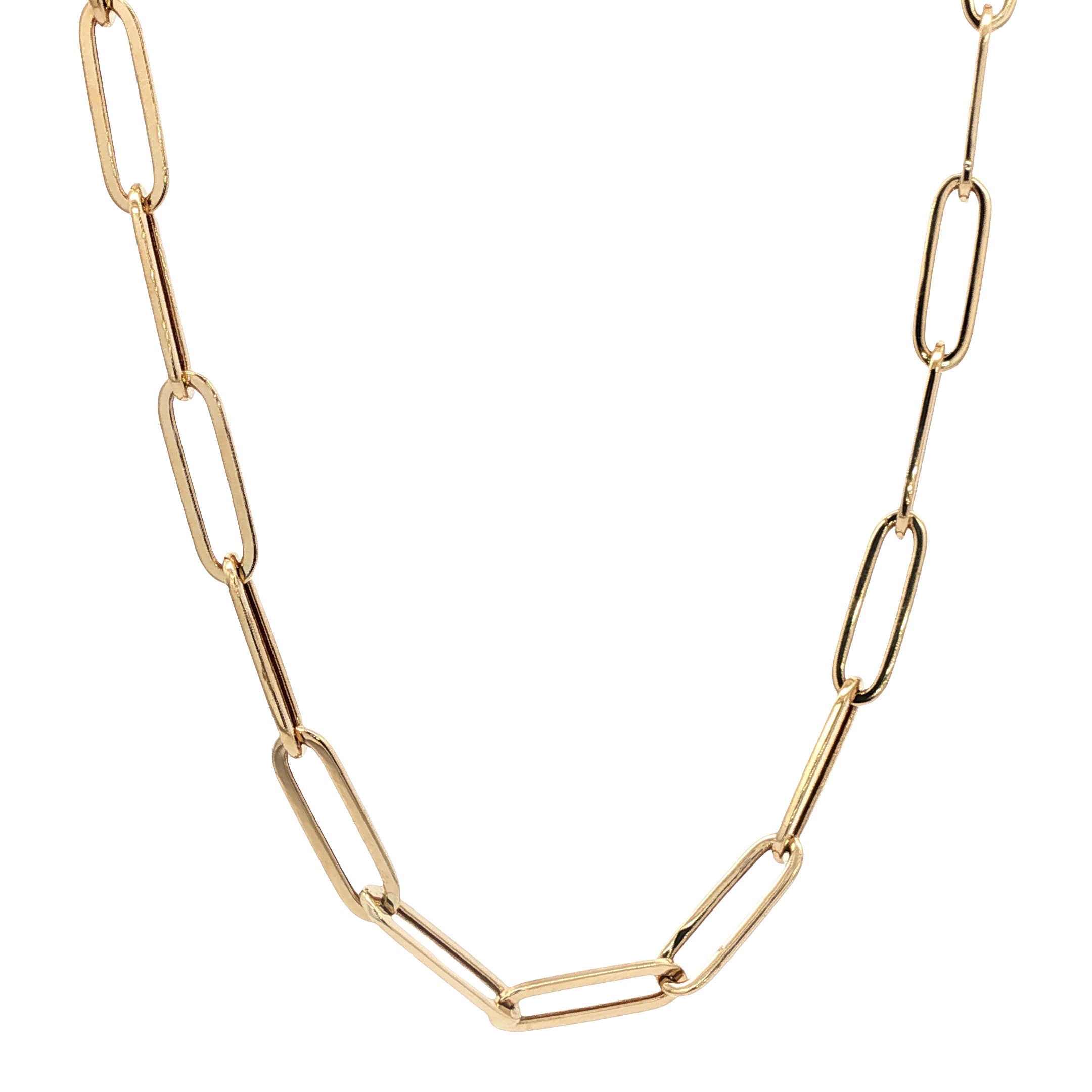 14 kt gold paperclip necklace