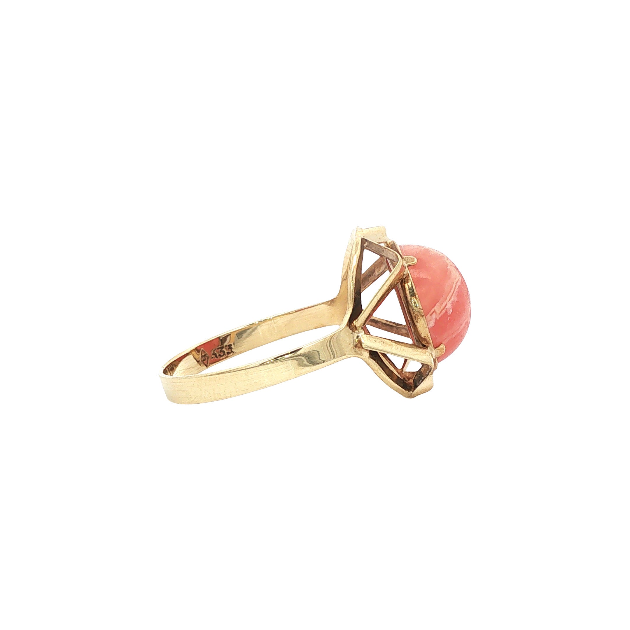 Vintage ring met rhodochrosiet 9 kt
