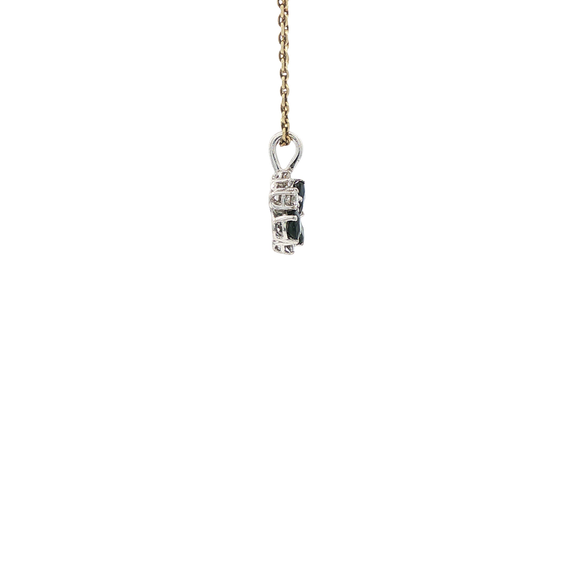 Witgouden vintage hanger met saffier en diamant 14 kt
