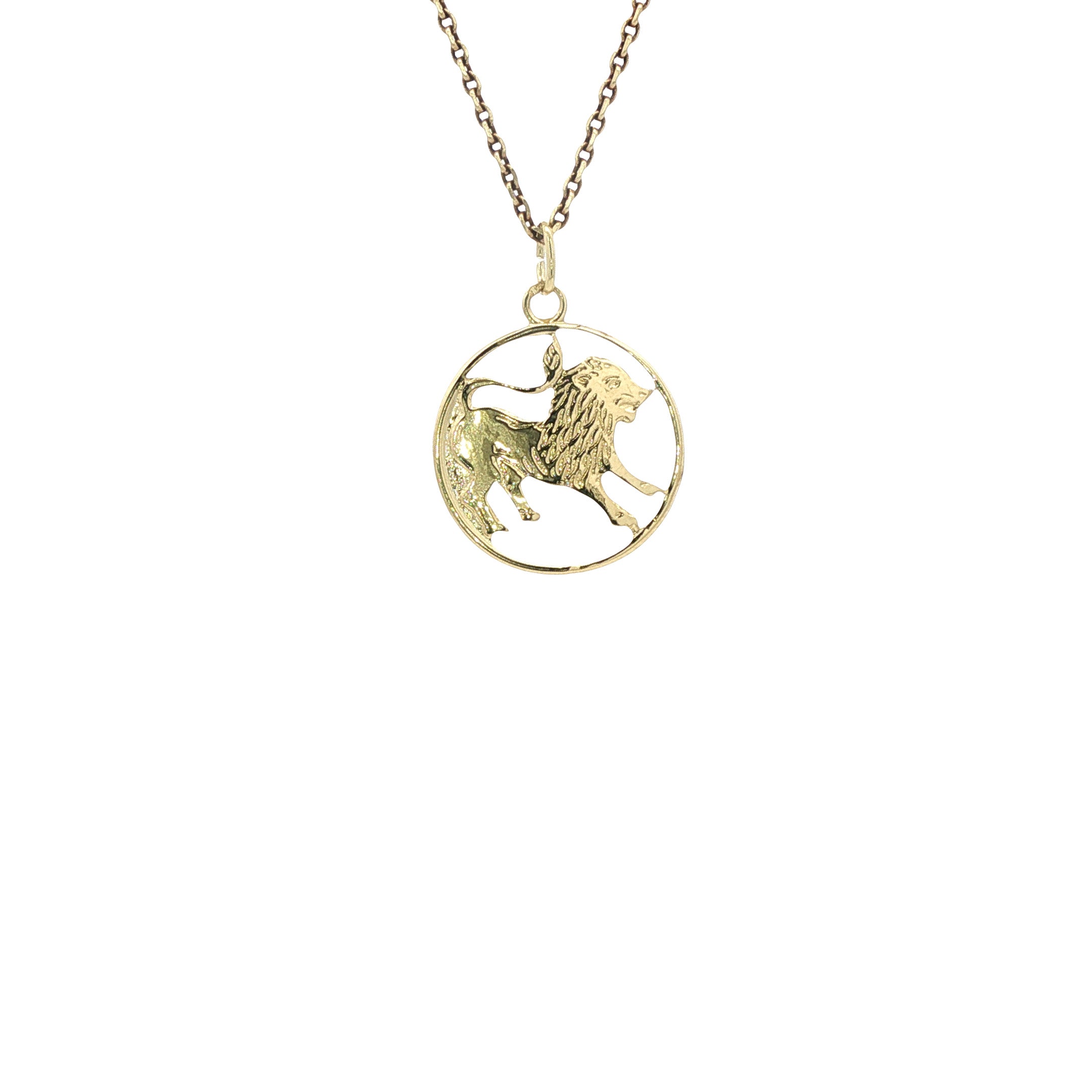 14 kt gold Leo zodiac pendant