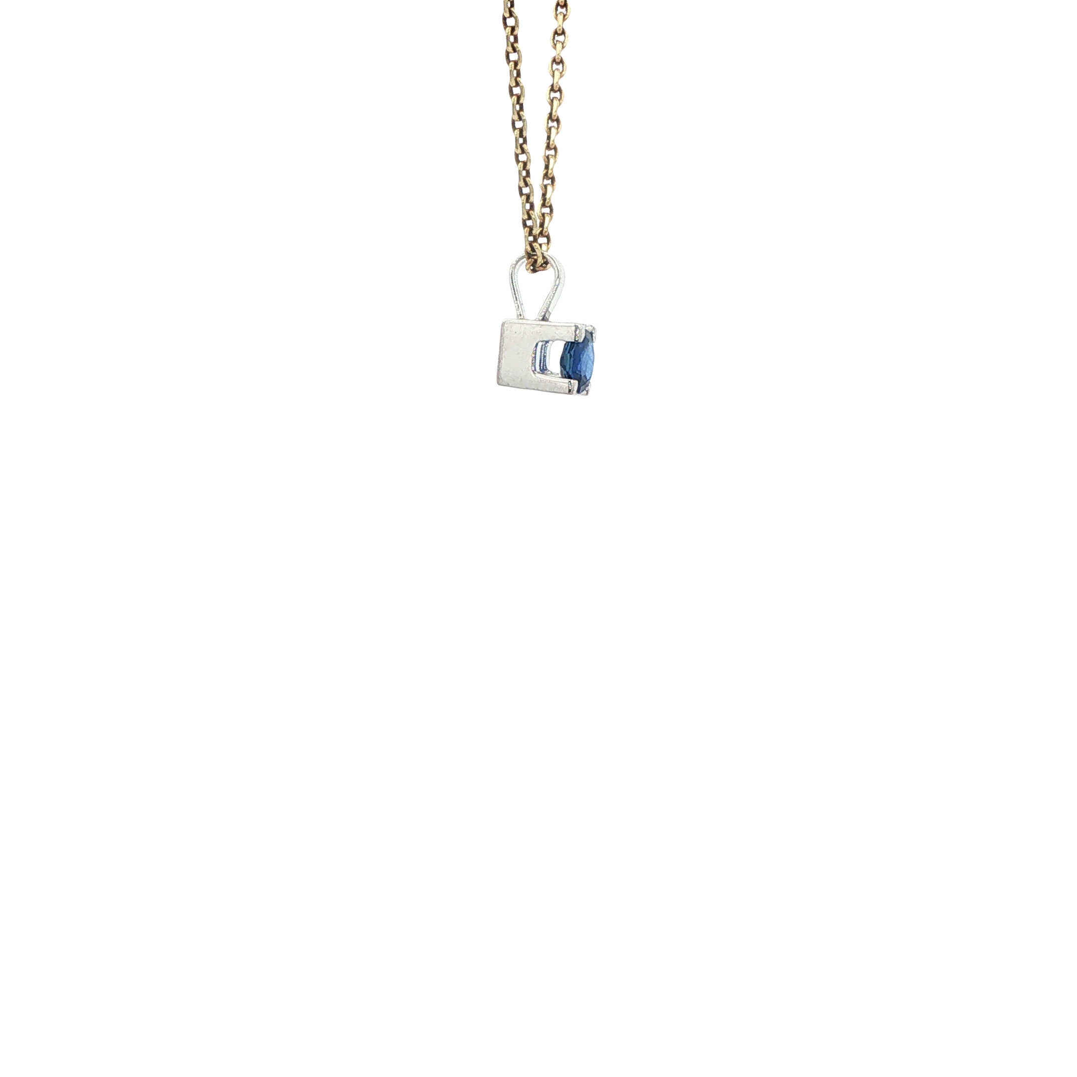 Witgouden vintage hanger met saffier 14 kt