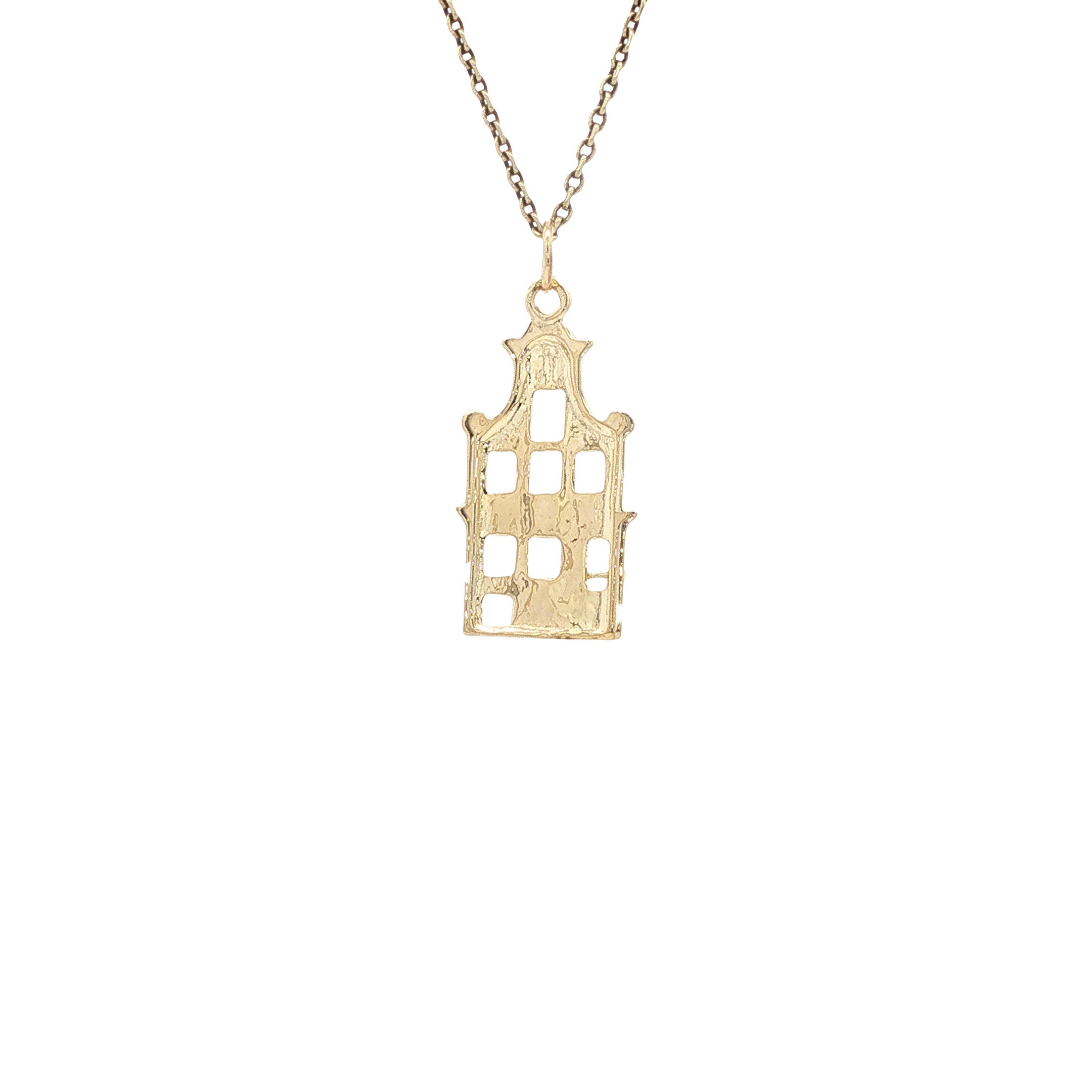 Golden vintage canal house pendant, 14 kt