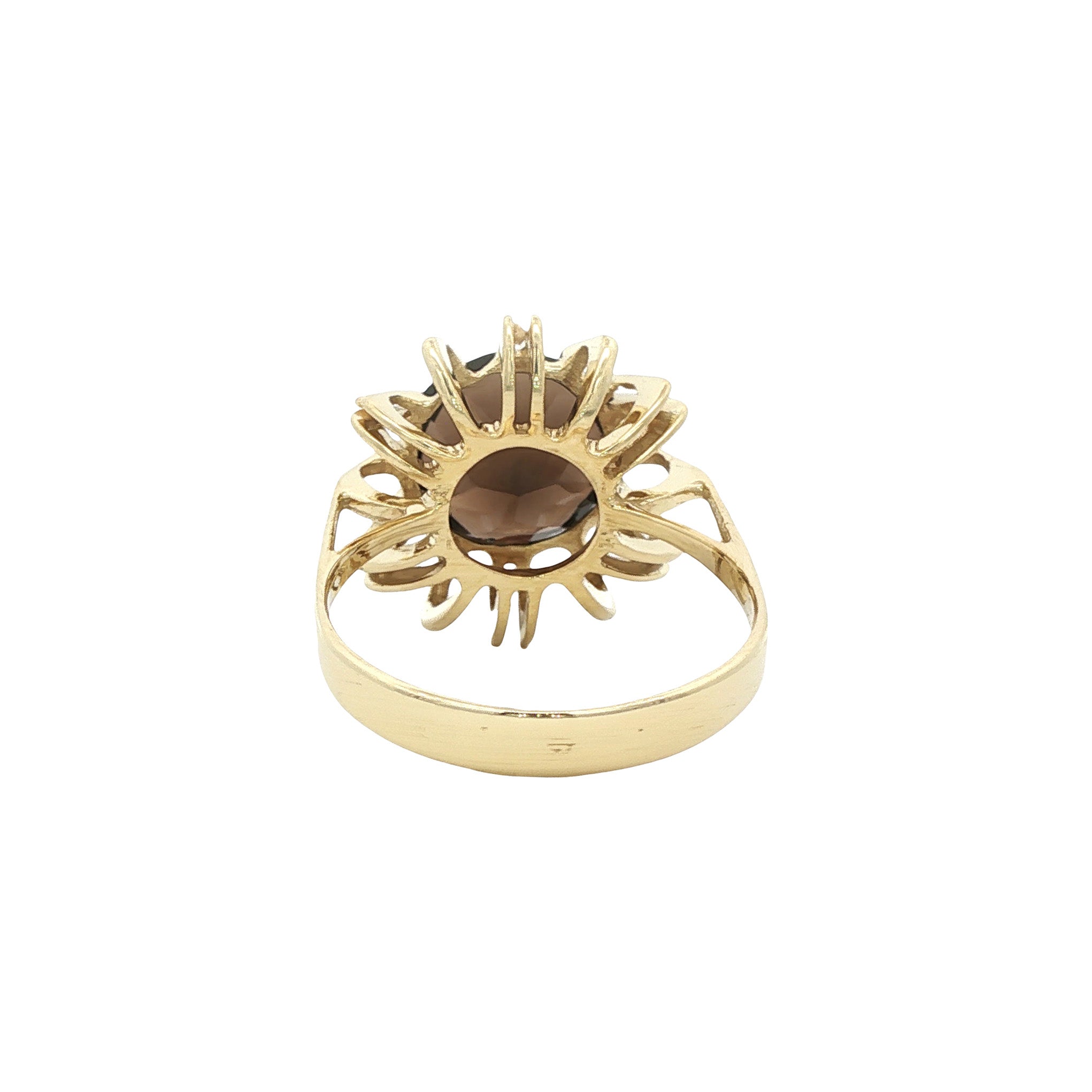 Gouden vintage ring met rookkwarts 14 kt