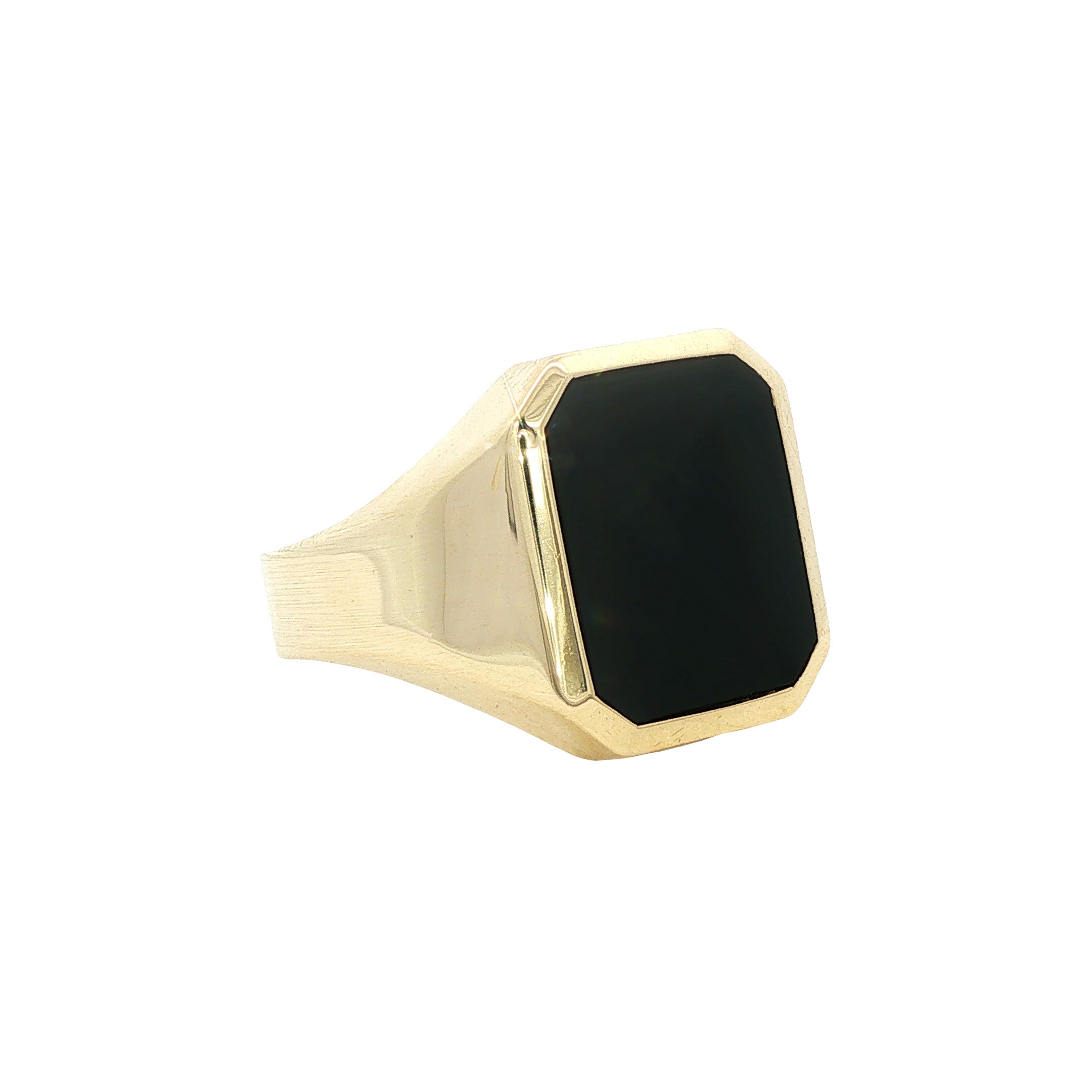 Gouden vintage zegelring met onyx en kleursteen 14 kt