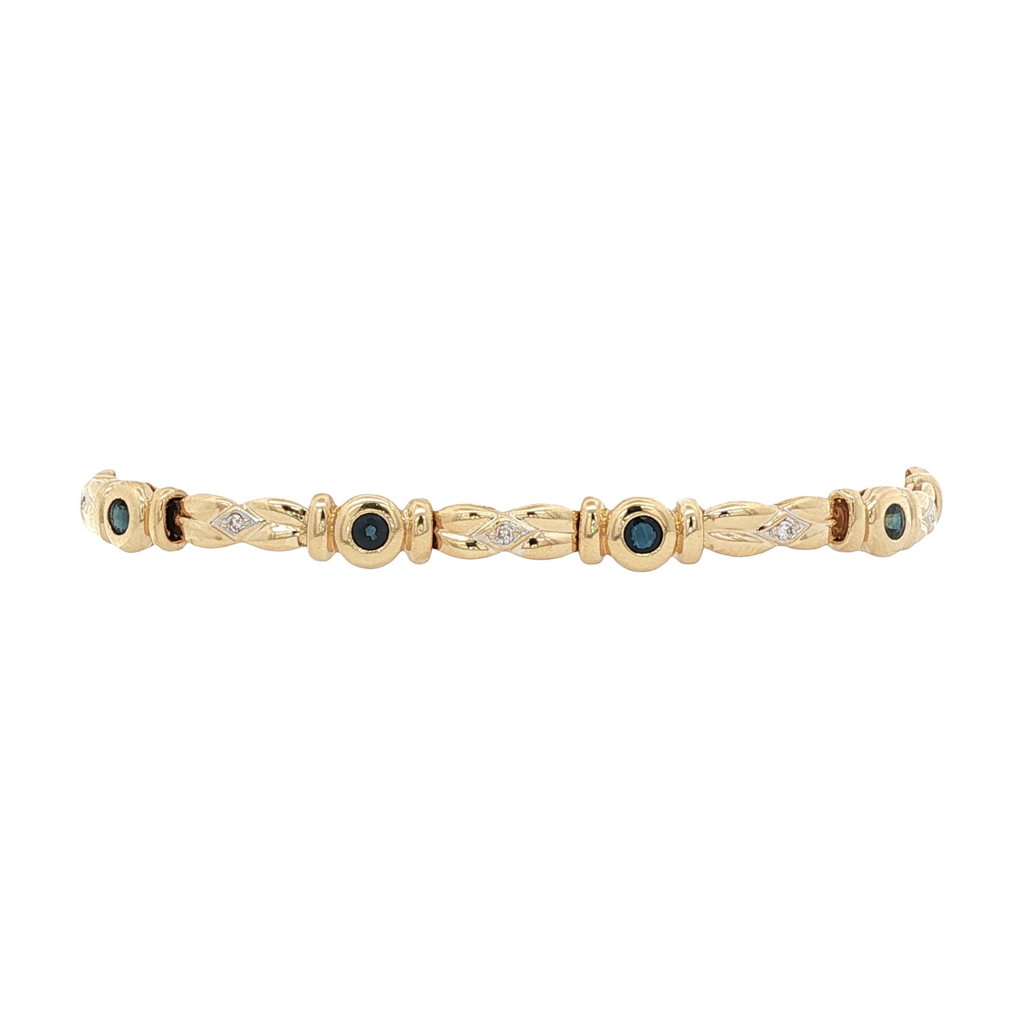 Gouden armband met saffier en diamant 14 kt