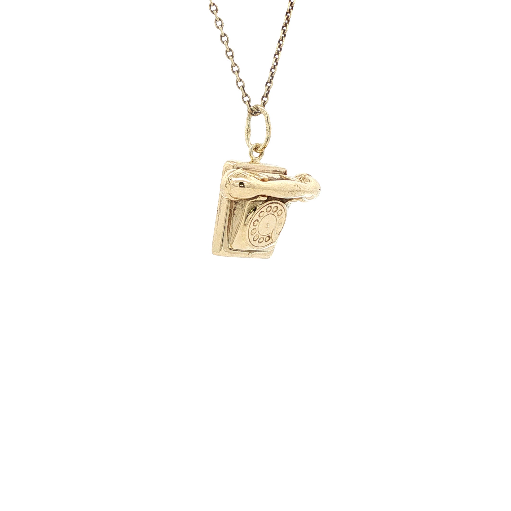 Gouden vintage telefoon hanger 14 kt
