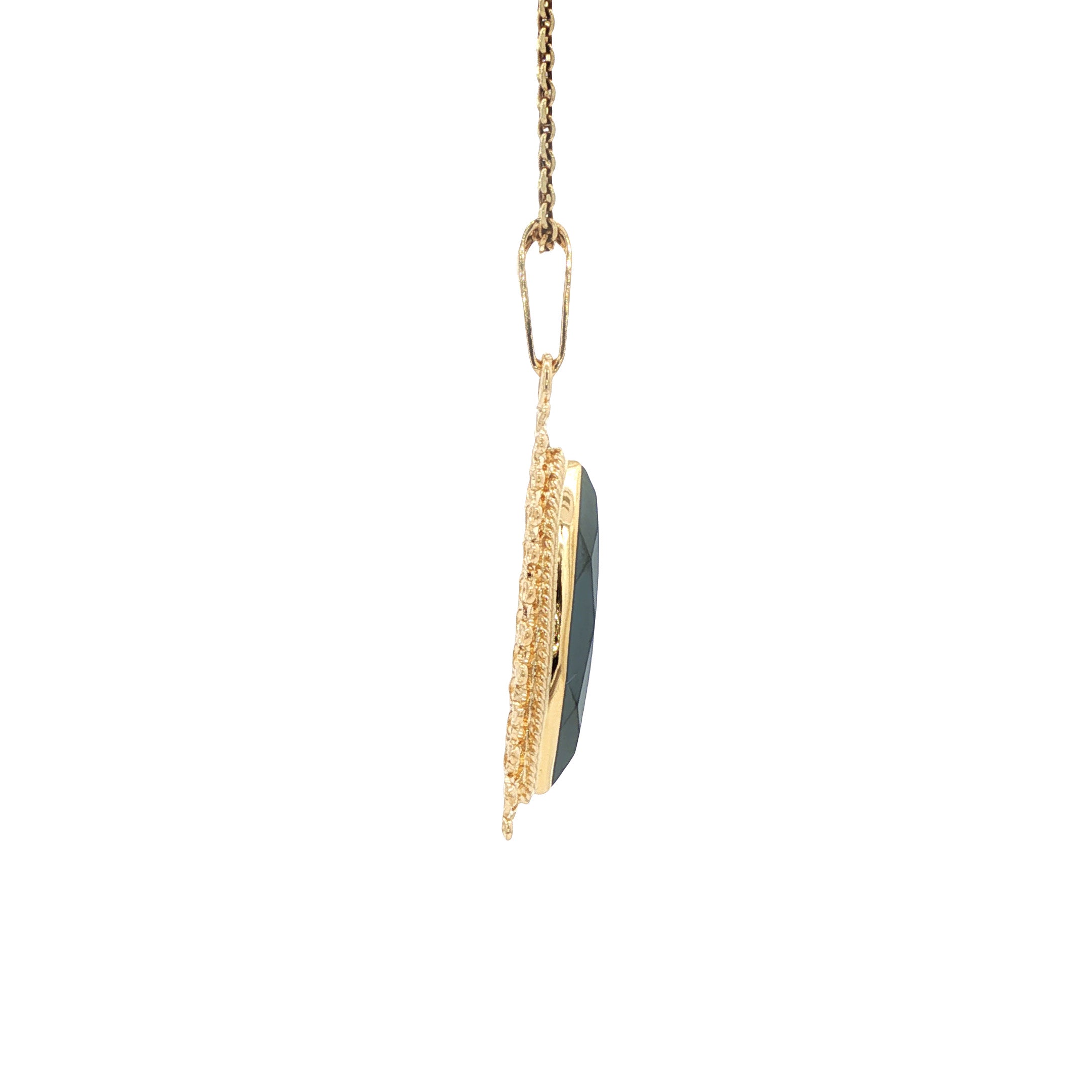14 kt gold pendant with hematite