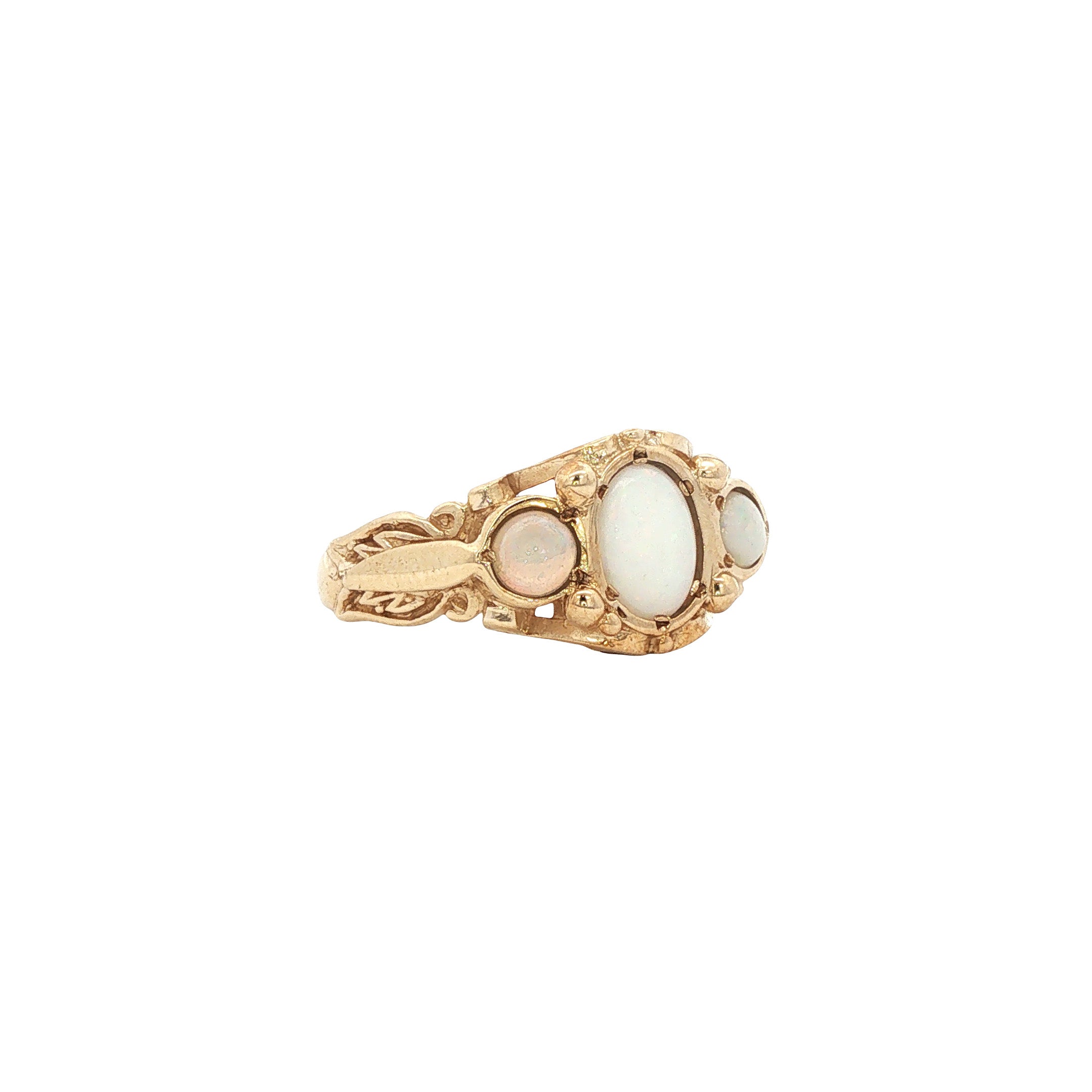 Vintage trilogie ring met opaal 9 kt