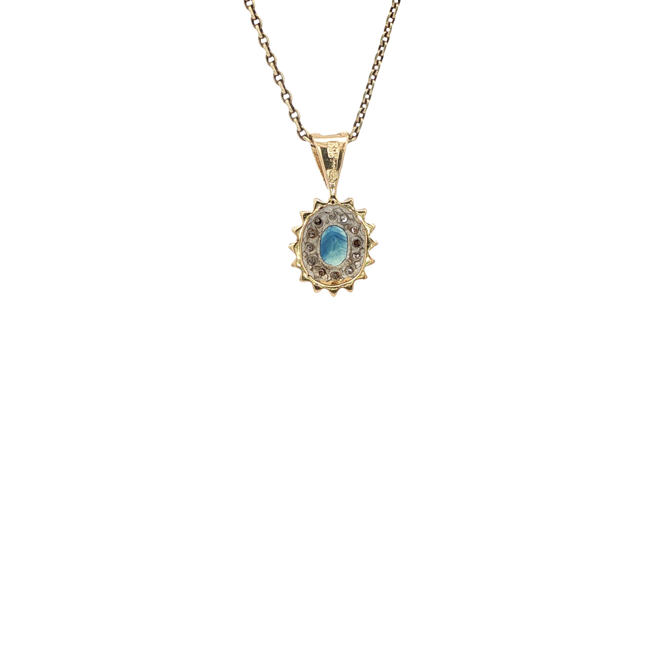 14 kt gold pendant with sapphire and diamond