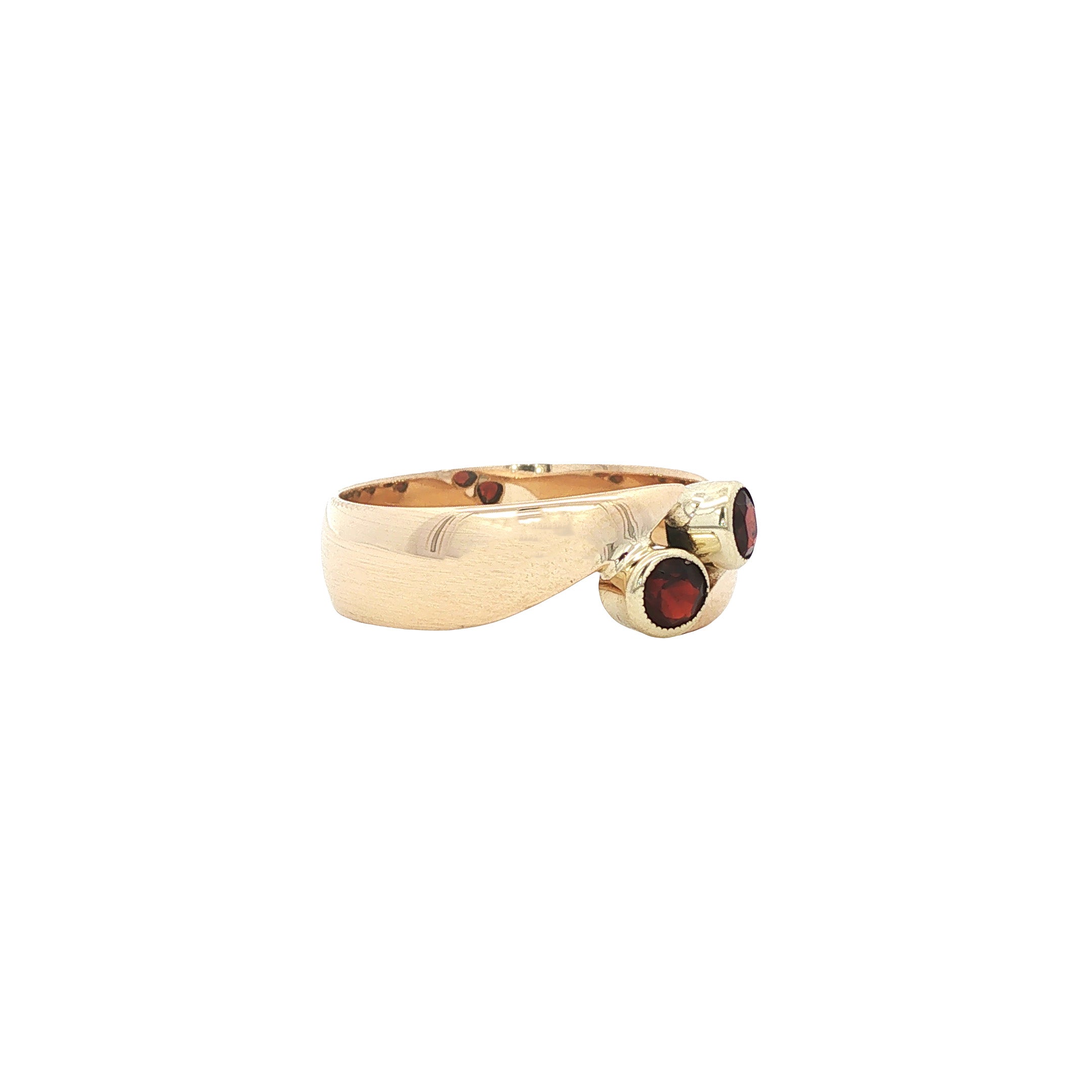 Gouden vintage ring met granaat 14 kt