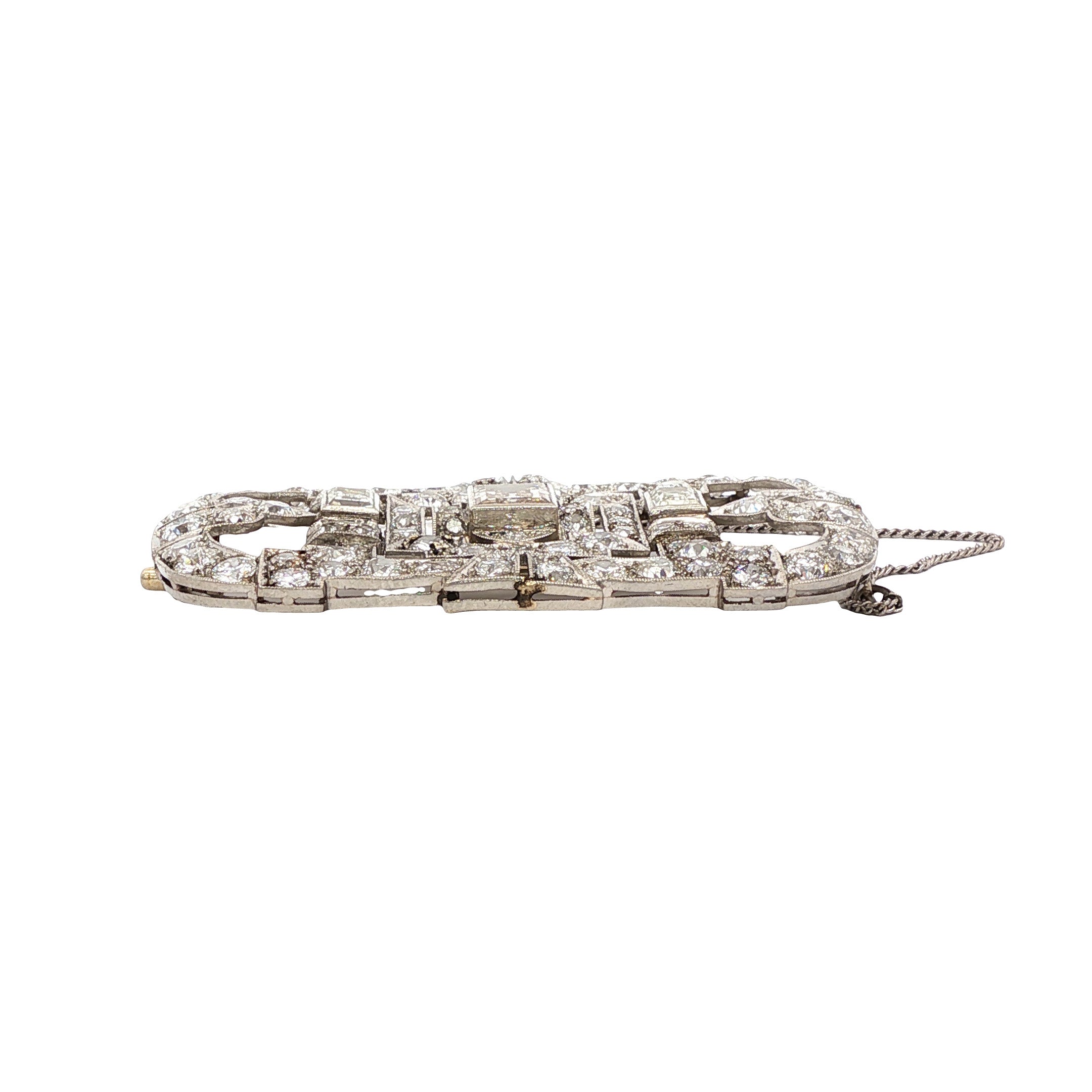 VIntage platina broche met diamant 14 kt/950
