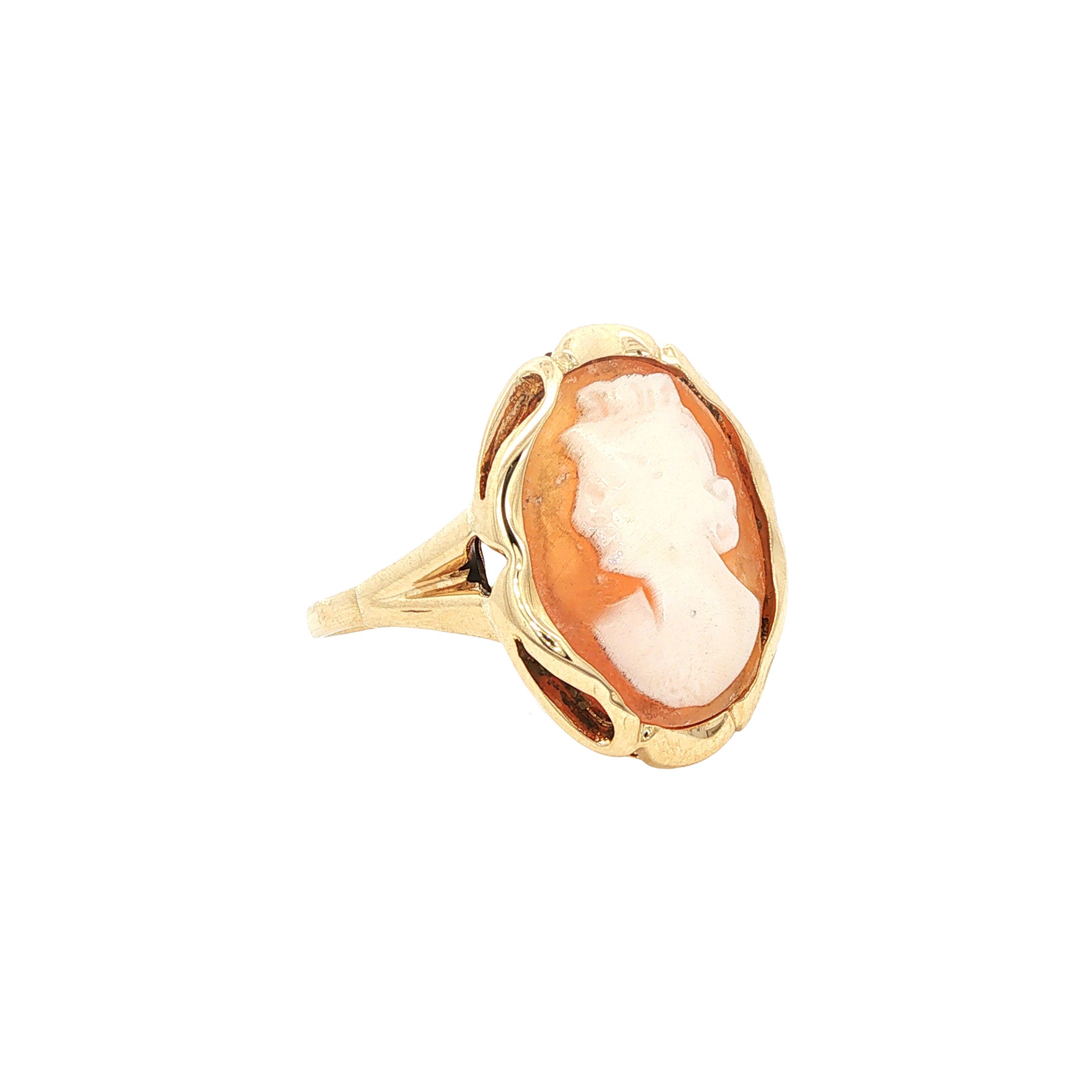 Vintage gold ring with cameo, 14 kt