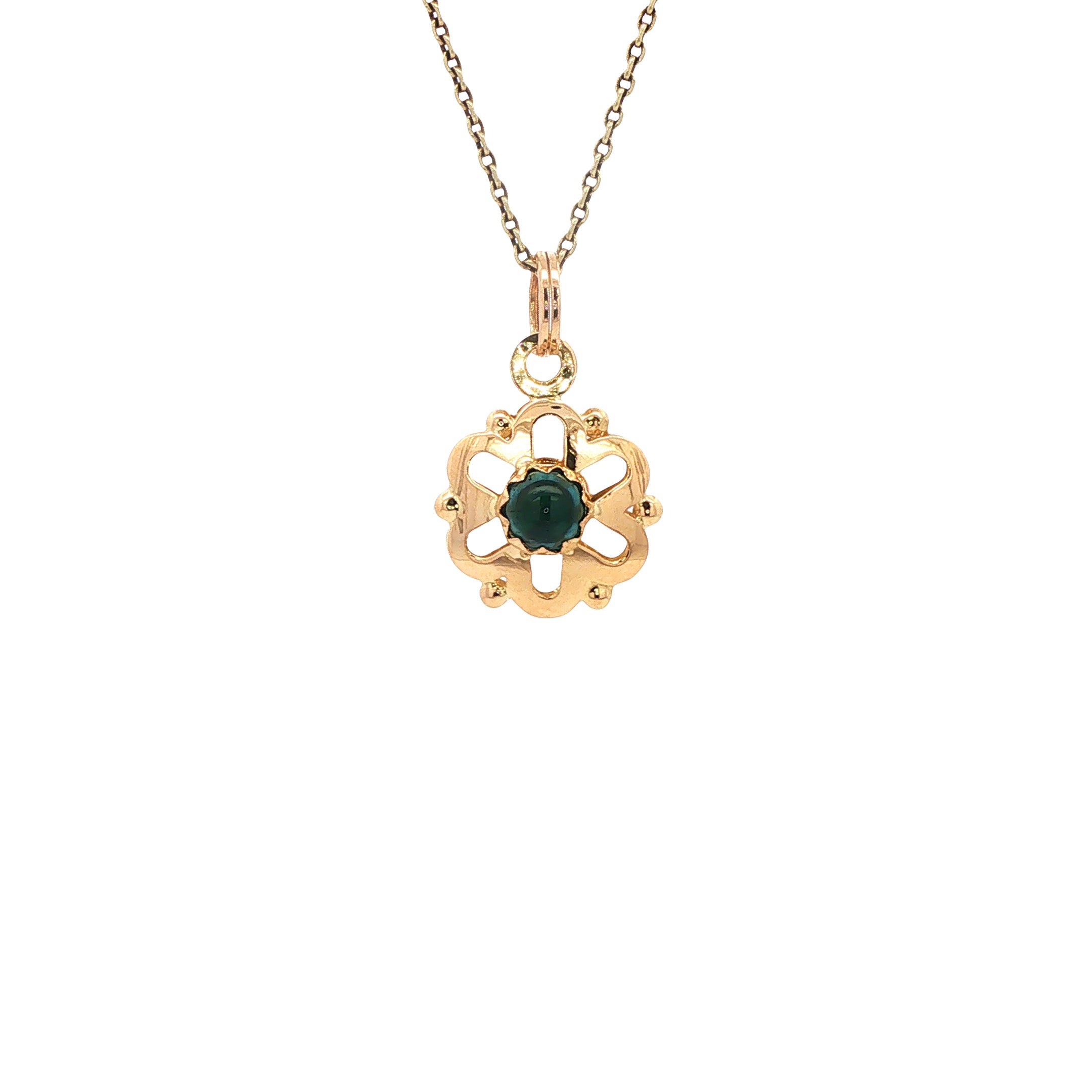 Vintage gold pendant with tourmaline, 18 kt