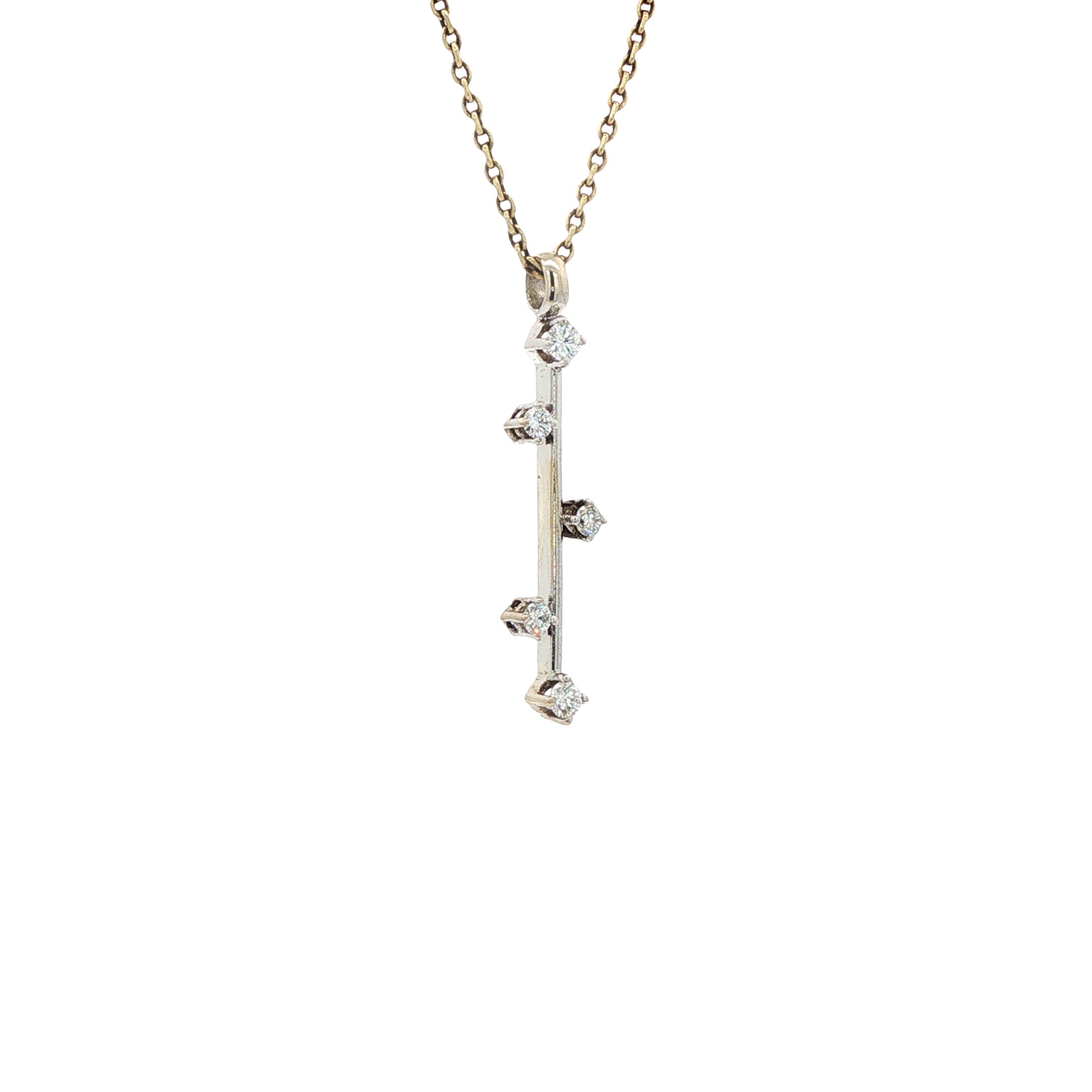 Witgouden vintage hanger met diamant 14 kt