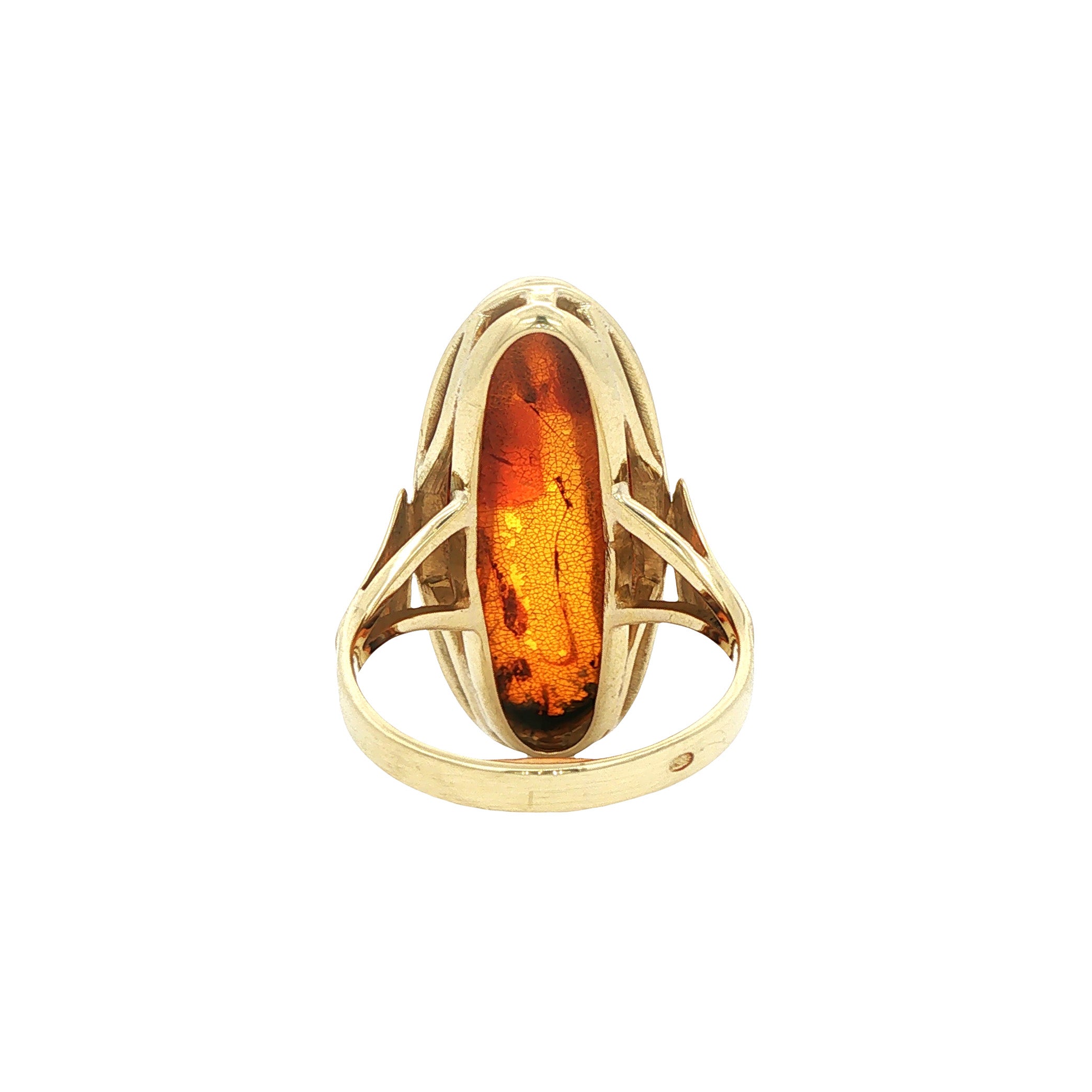 Gouden vintage ring met amber 14 kt