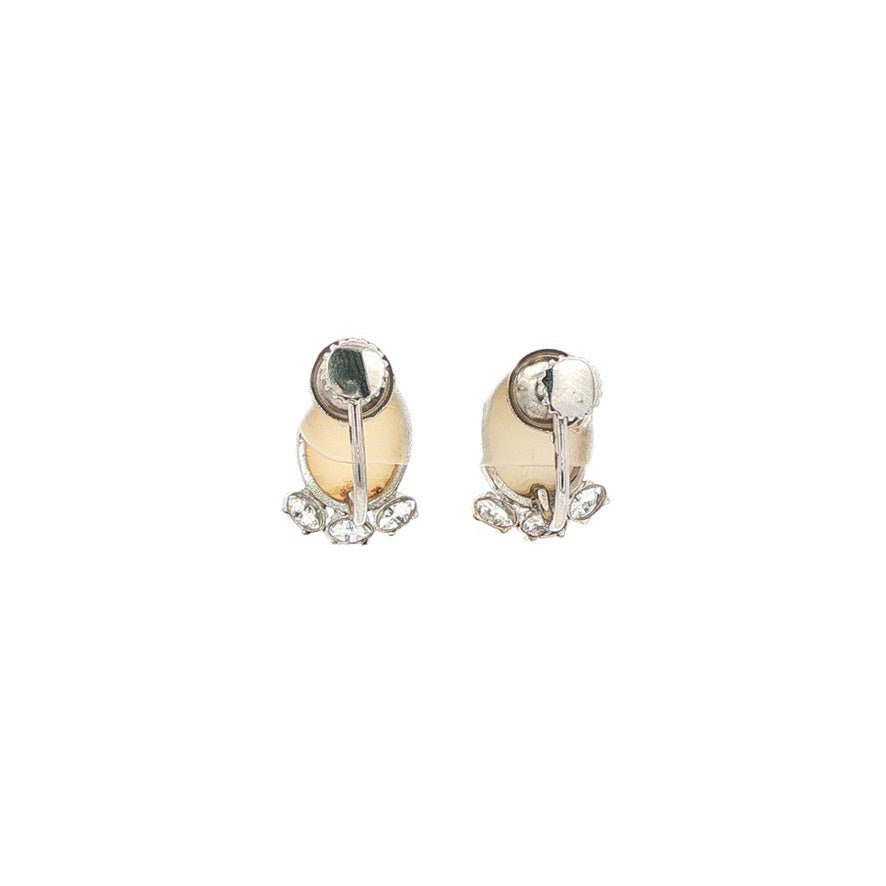 Vintage 14 kt white gold drop earrings with opal and diamond